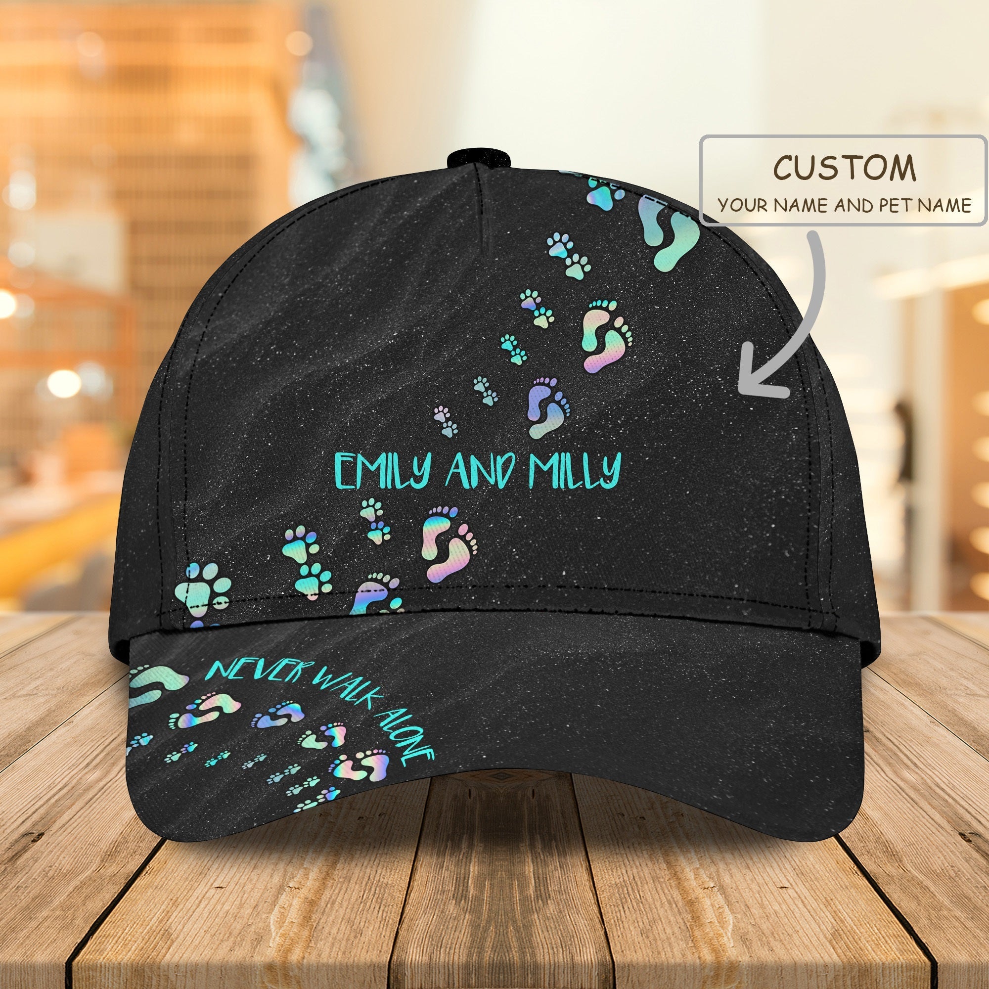 3D Classic Cap Never Walk Alone Personalized Name Cap Trucker Hats Custom Hats Gifts For Men & Women