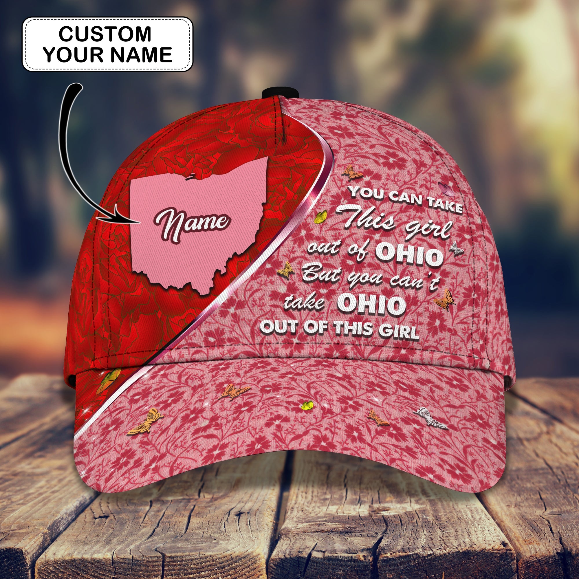 3D Classic Cap Ohio Girl Personalized Name Cap Trucker Hats Custom Hats Gifts For Men & Women