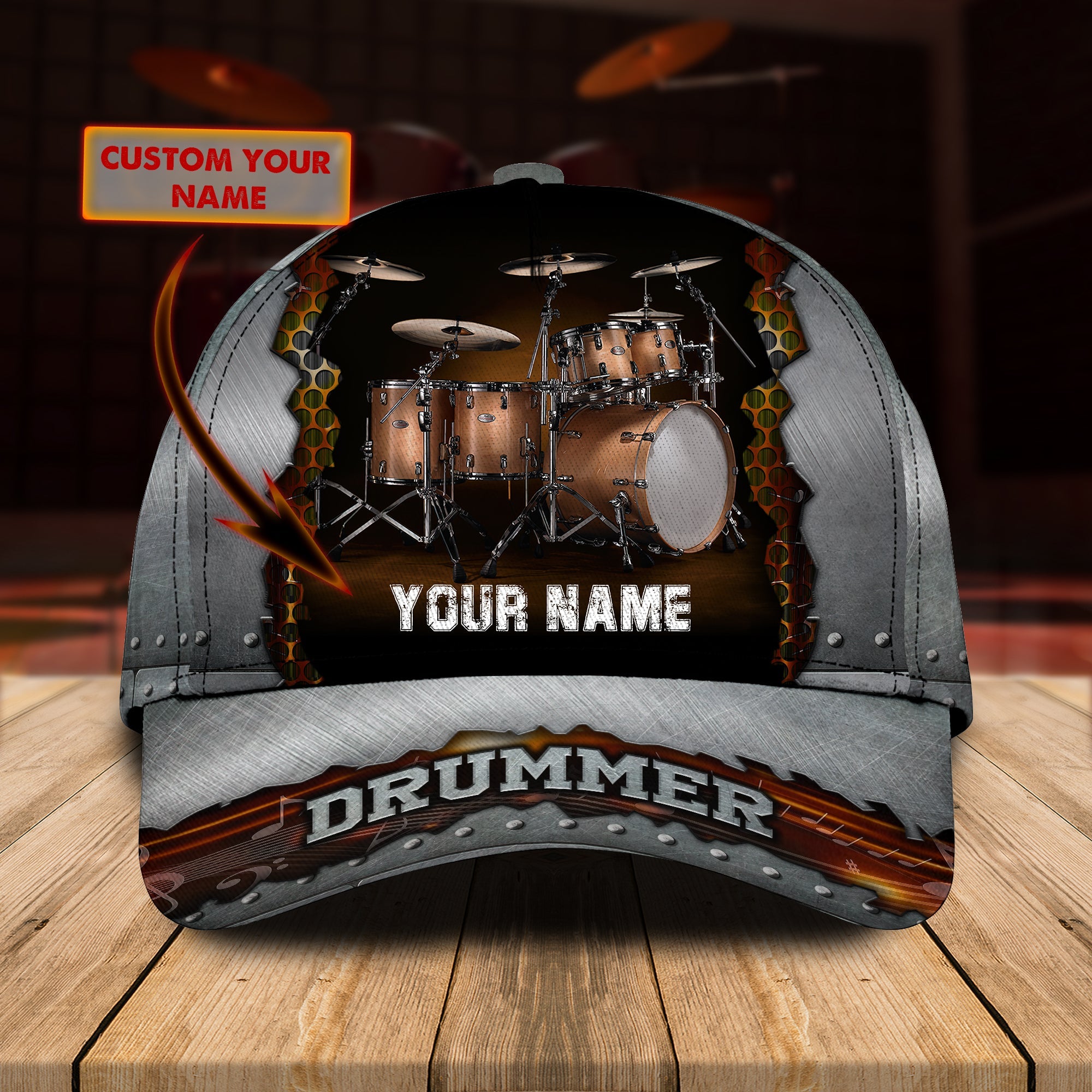 3D Classic Cap Personalized Name Cap Drum 01 Trucker Hats Custom Hats Gifts For Men & Women