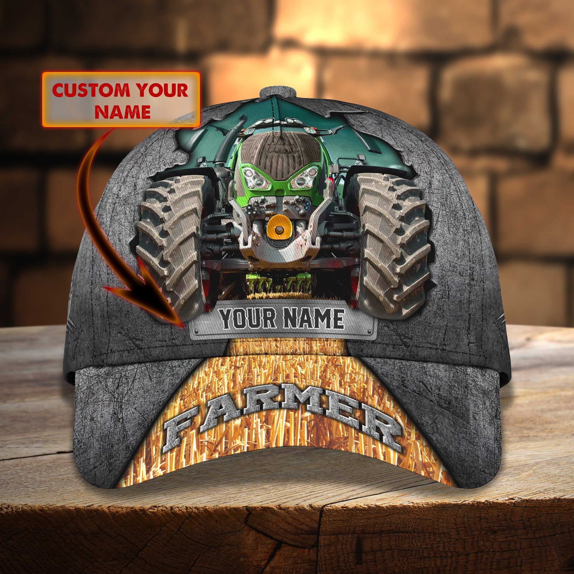 3D Classic Cap Personalized Name Cap Tractor01 Trucker Hats Custom Hats Gifts For Men & Women