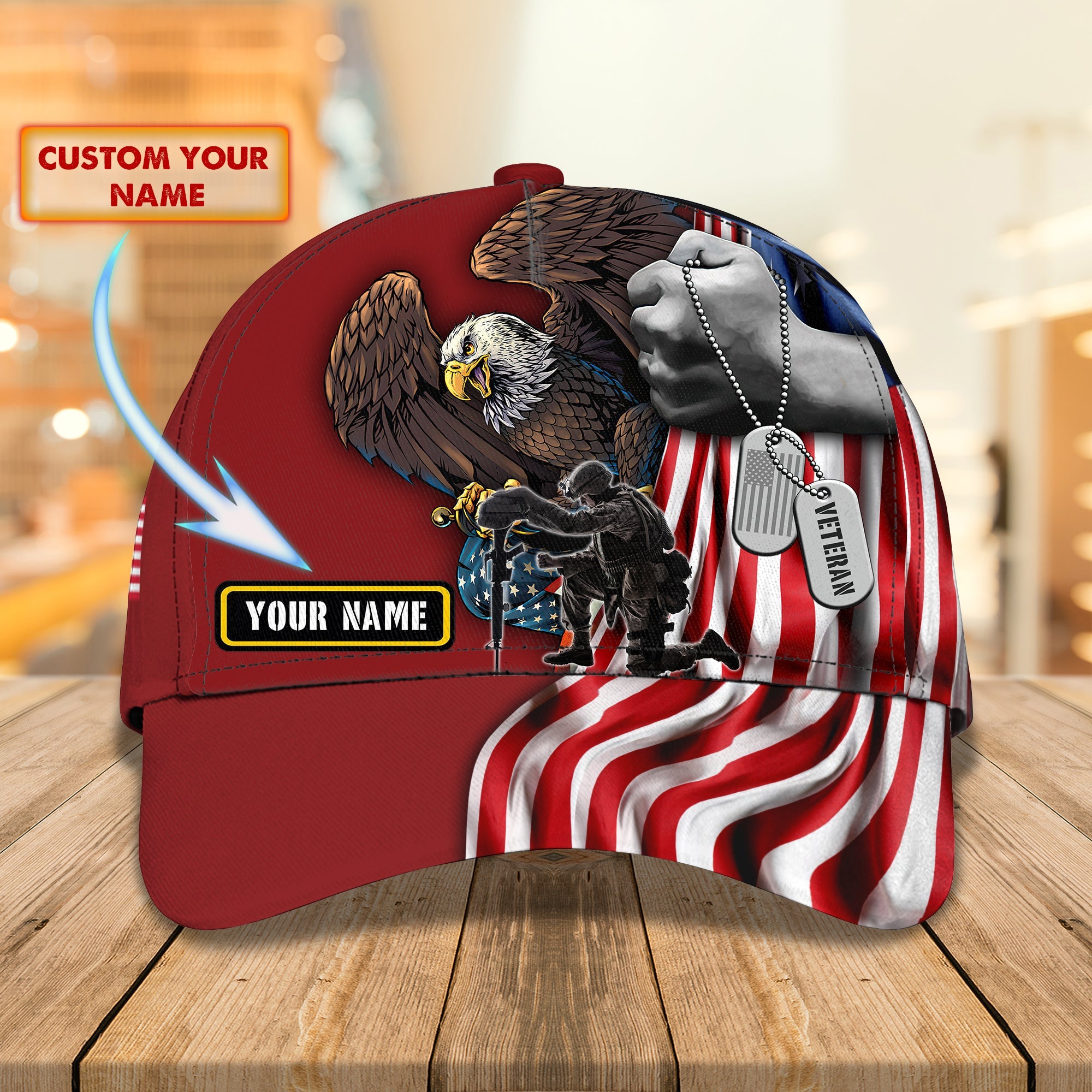 3D Classic Cap Personalized Name Cap Veteran01 Trucker Hats Custom Hats Gifts For Men & Women