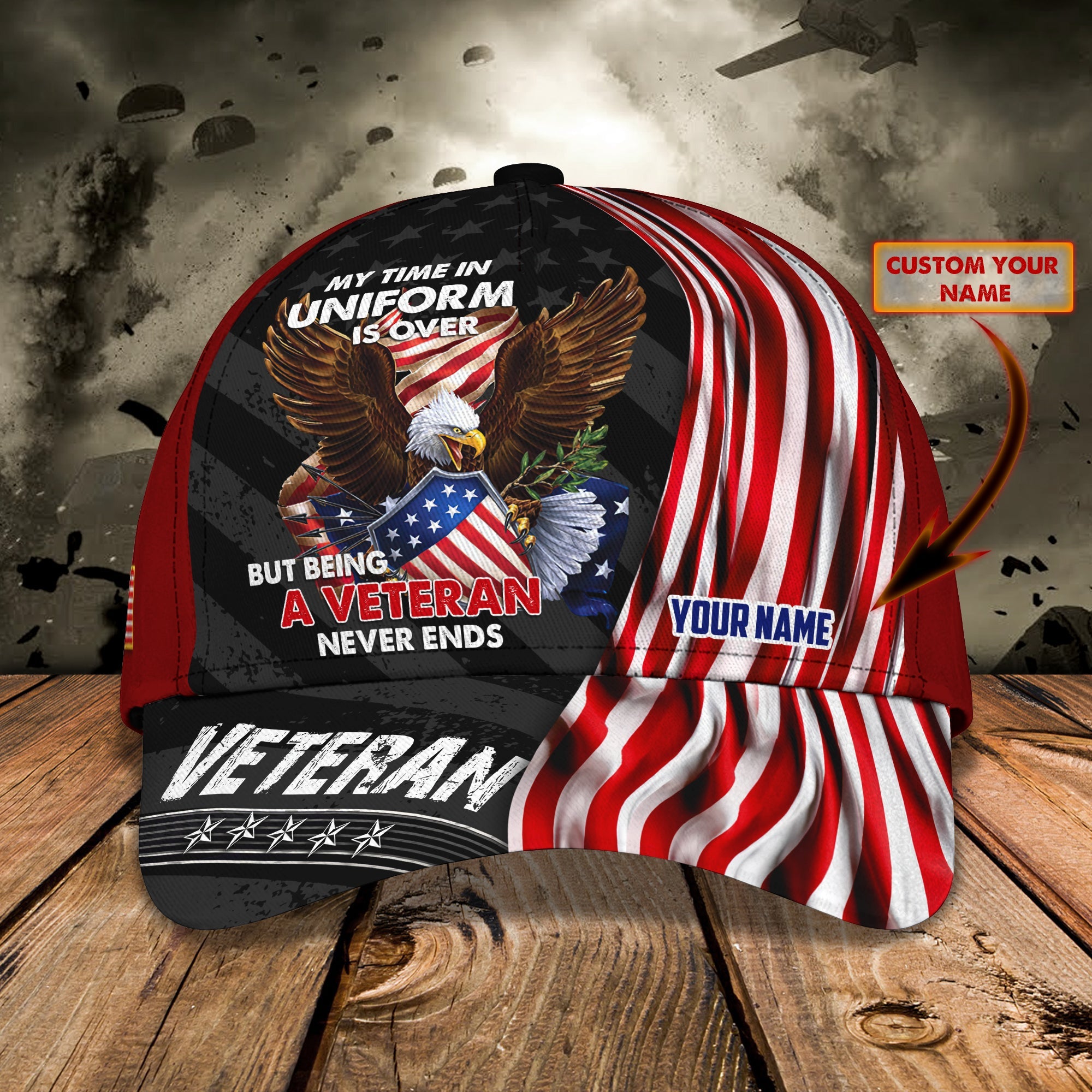 3D Classic Cap Personalized Name Cap08 Veteran Trucker Hats Custom Hats Gifts For Men & Women