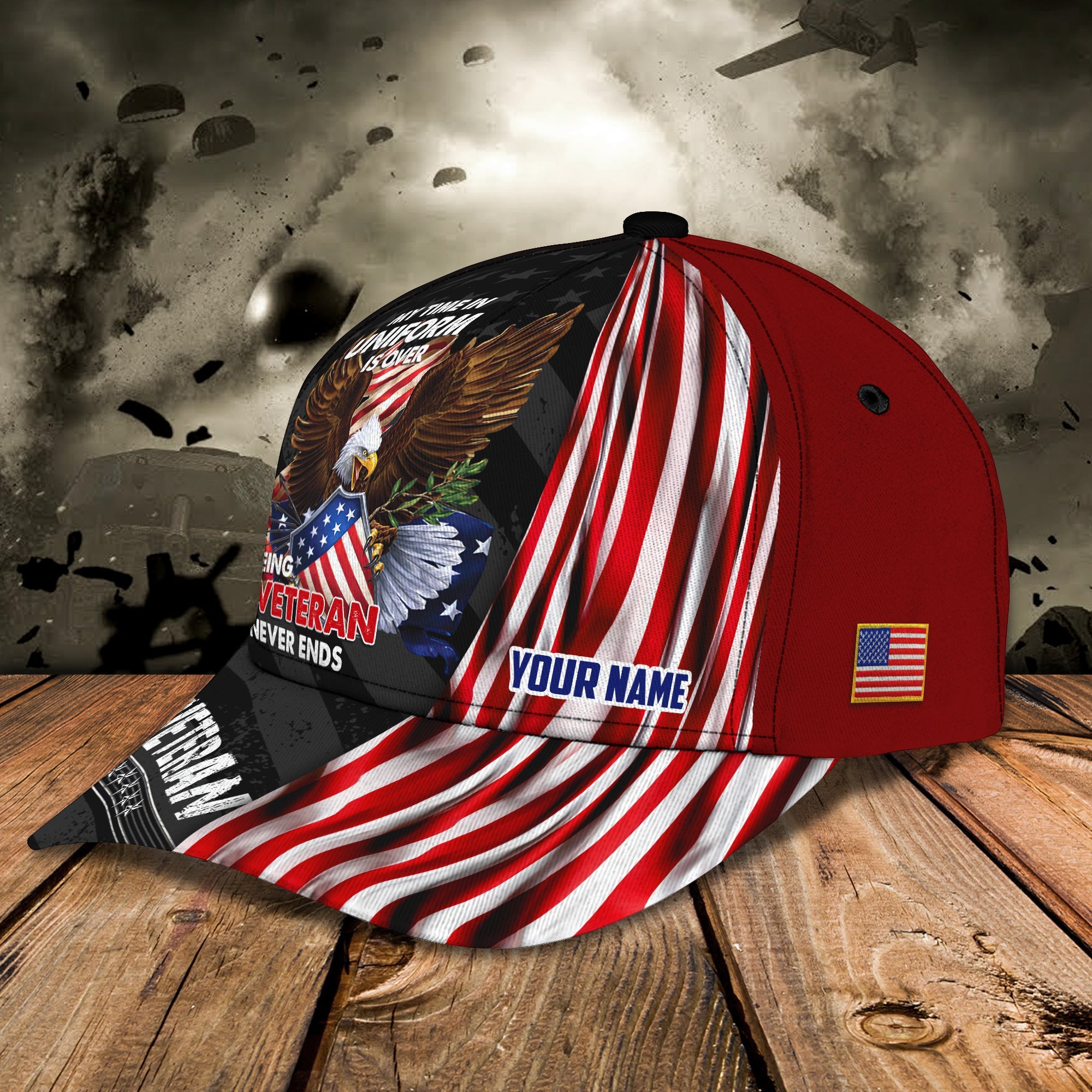 3D Classic Cap Personalized Name Cap08 Veteran Trucker Hats Custom Hats Gifts For Men & Women