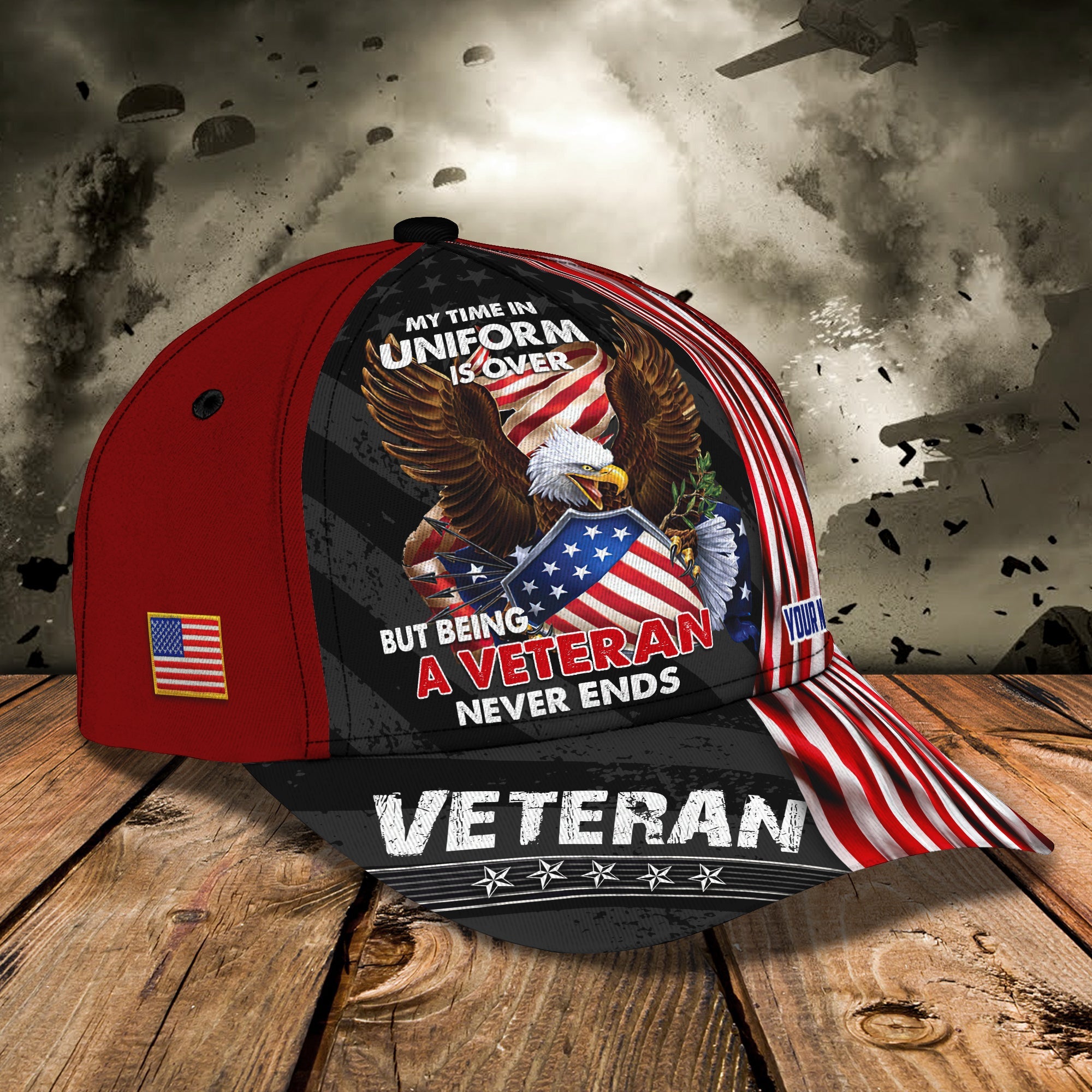 3D Classic Cap Personalized Name Cap08 Veteran Trucker Hats Custom Hats Gifts For Men & Women