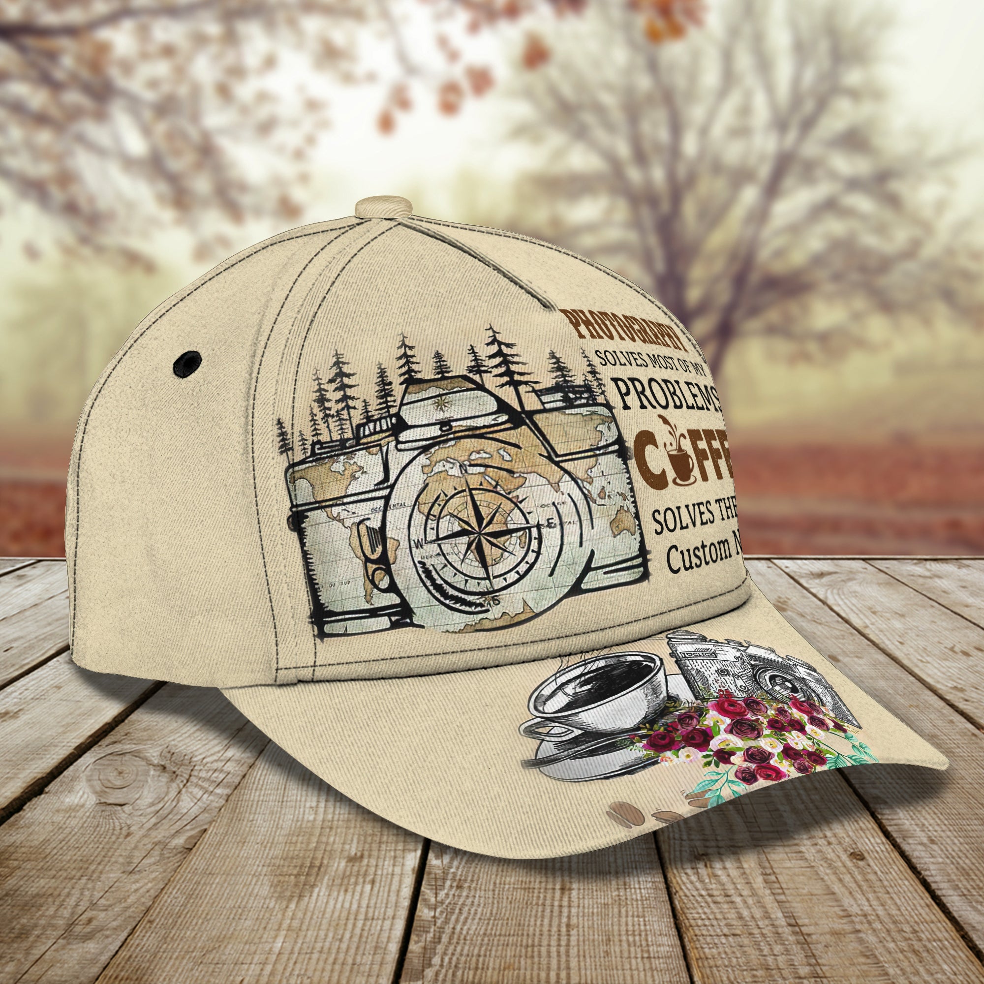 3D Classic Cap Photo And Coffee Personalized Name Cap Trucker Hats Custom Hats Gifts For Men & Women