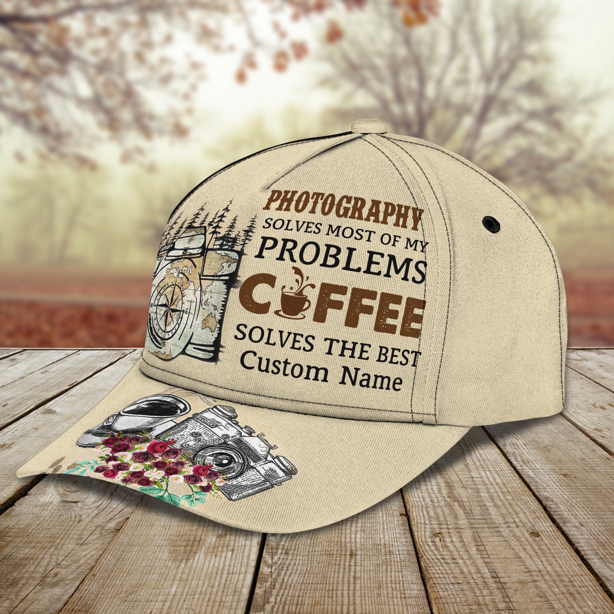 3D Classic Cap Photo And Coffee Personalized Name Cap Trucker Hats Custom Hats Gifts For Men & Women