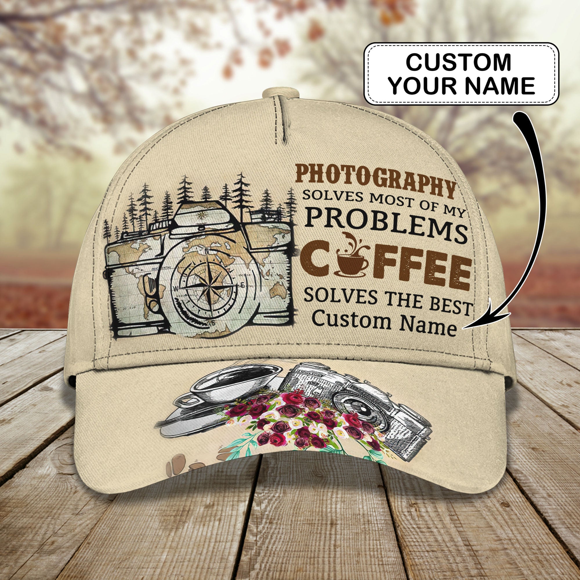 3D Classic Cap Photo And Coffee Personalized Name Cap Trucker Hats Custom Hats Gifts For Men & Women