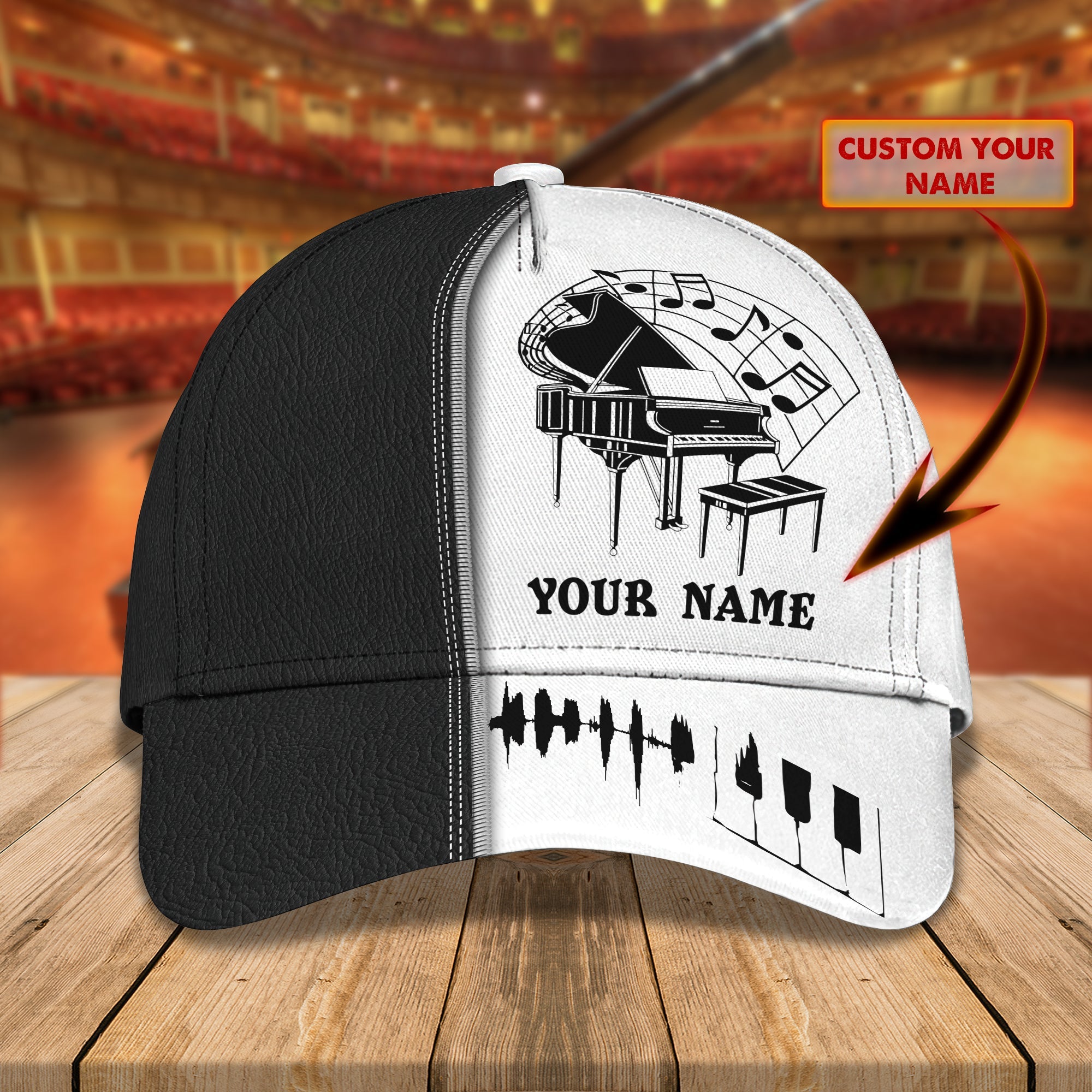 3D Classic Cap Piano 4 Personalized Name Cap 01 Trucker Hats Custom Hats Gifts For Men & Women