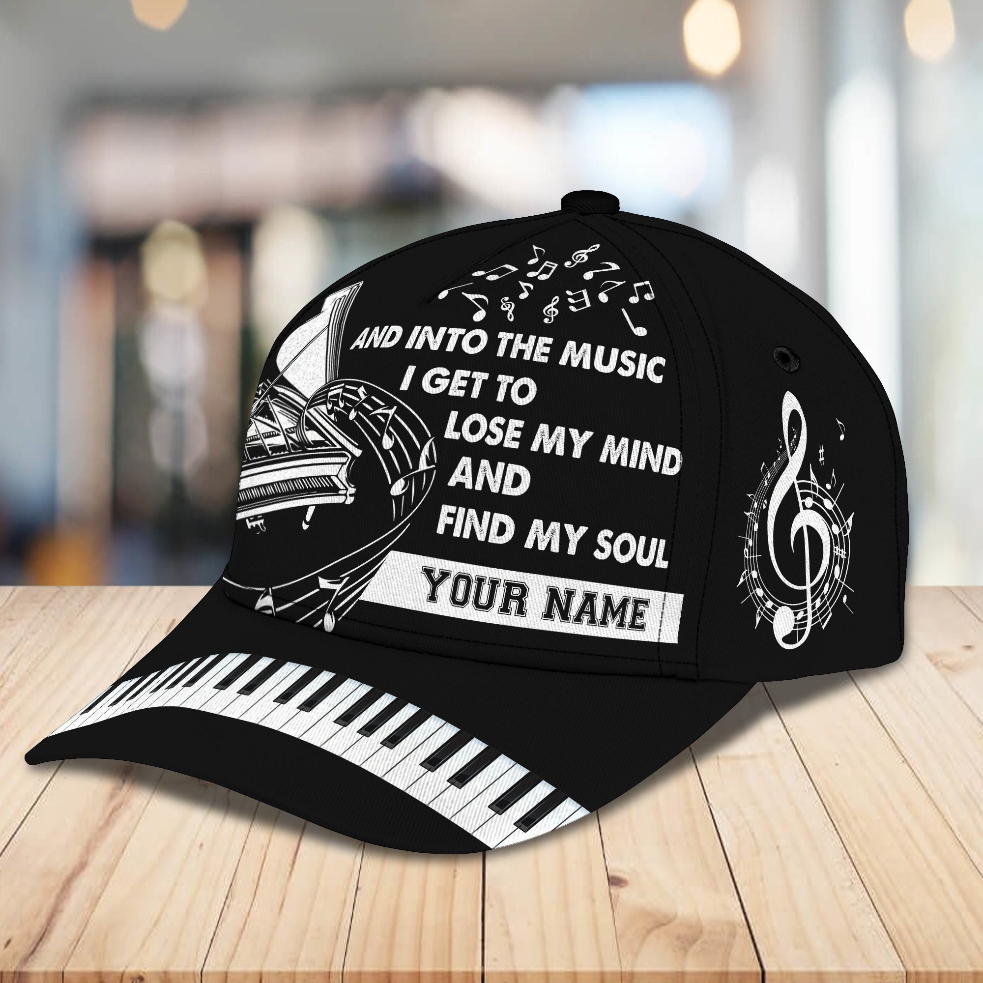 3D Classic Cap Piano Black Ver. Personalized Name Cap Trucker Hats Custom Hats Gifts For Men & Women