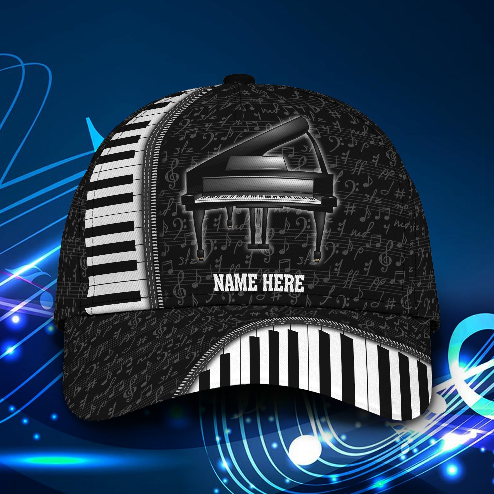 3D Classic Cap Piano Personalized Name Cap 05 Trucker Hats Custom Hats Gifts For Men & Women