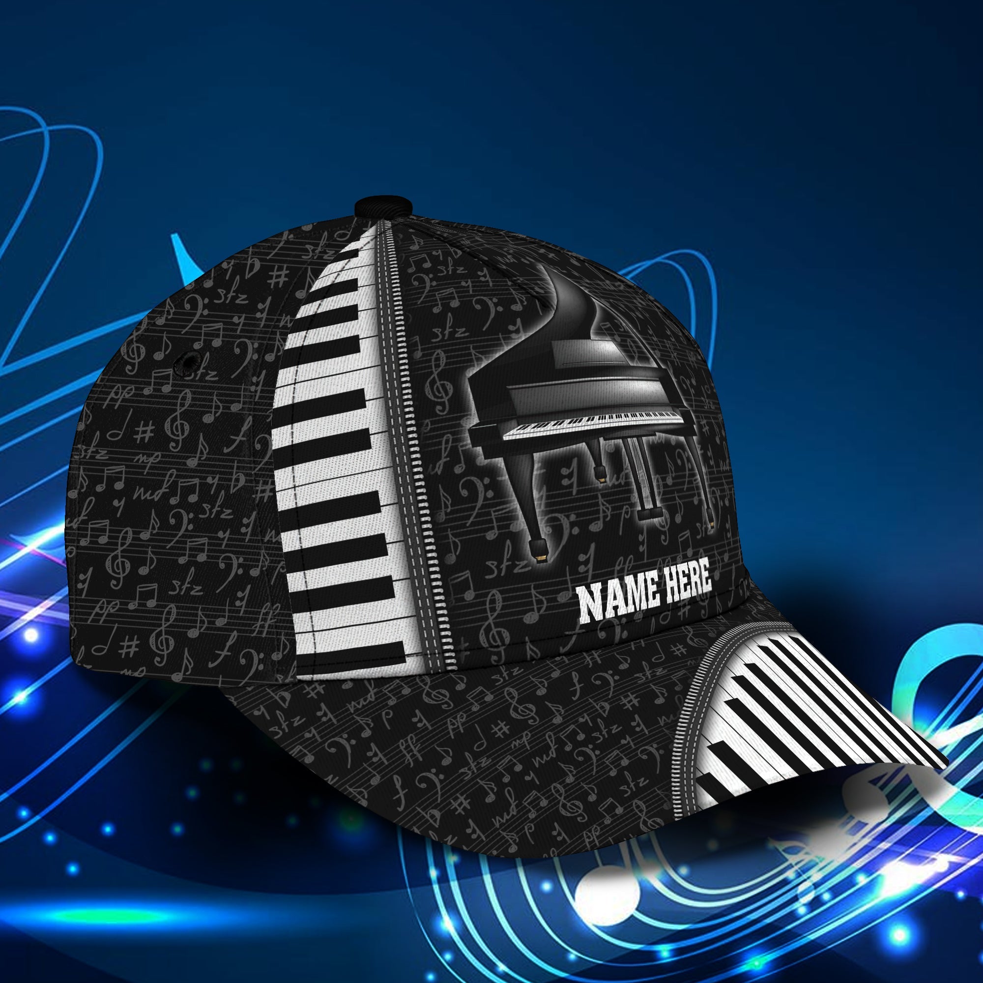 3D Classic Cap Piano Personalized Name Cap 05 Trucker Hats Custom Hats Gifts For Men & Women