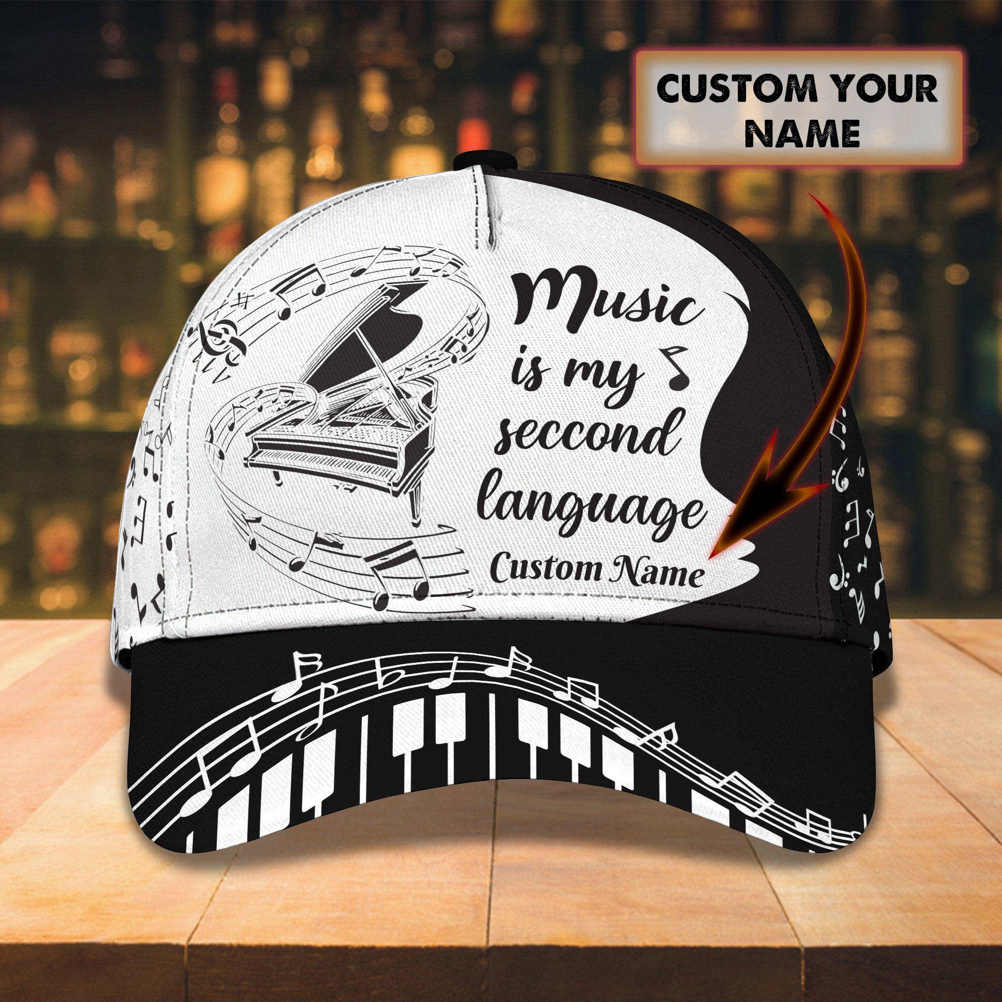 3D Classic Cap Piano Personalized Name Cap 2 Trucker Hats Custom Hats Gifts For Men & Women