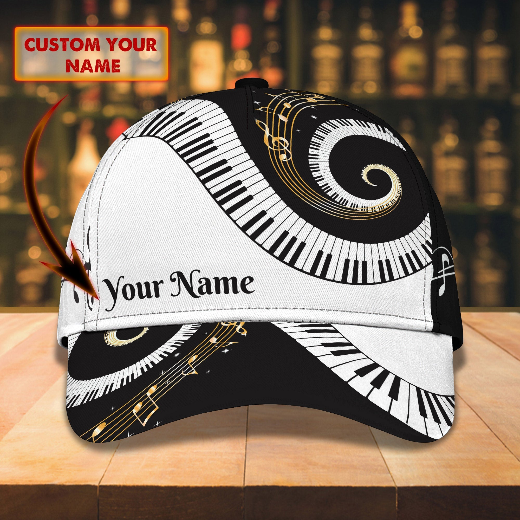 3D Classic Cap Piano Personalized Name Cap 406 Trucker Hats Custom Hats Gifts For Men & Women