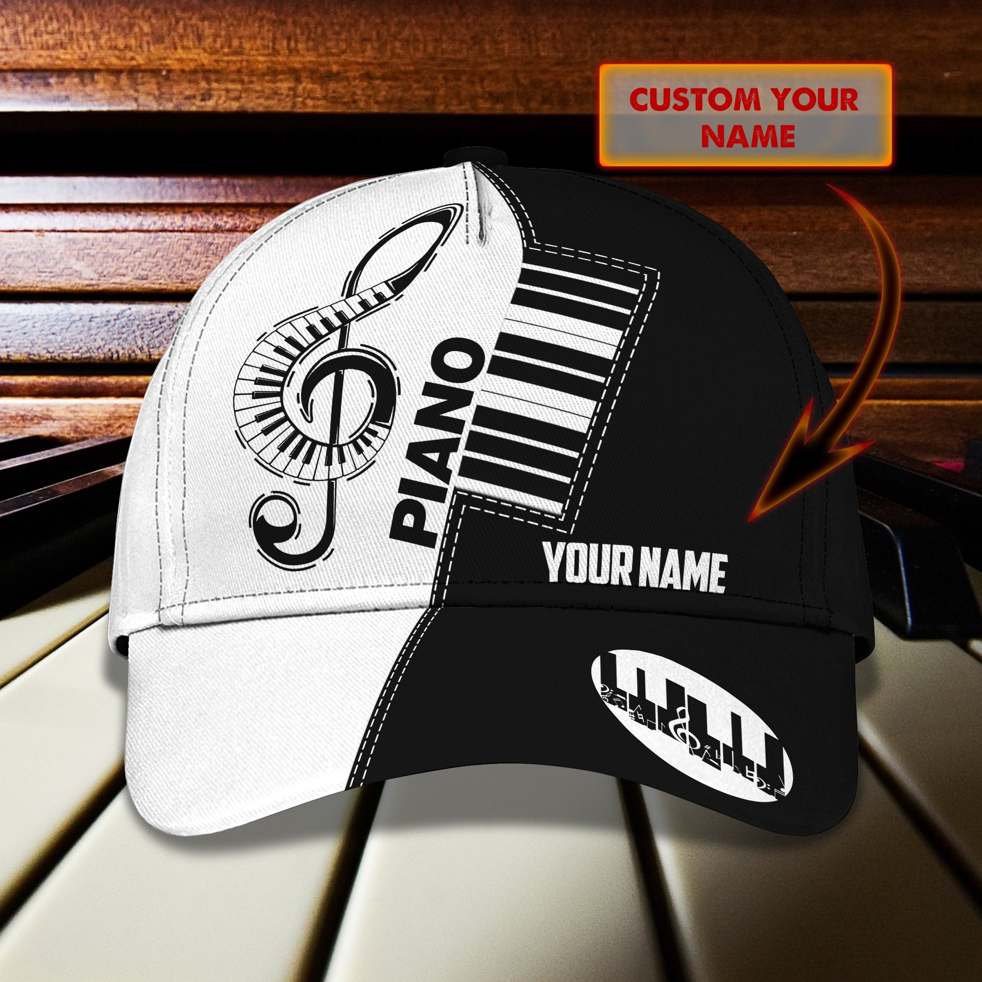 3D Classic Cap Piano Personalized Name Cap 42 Trucker Hats Custom Hats Gifts For Men & Women