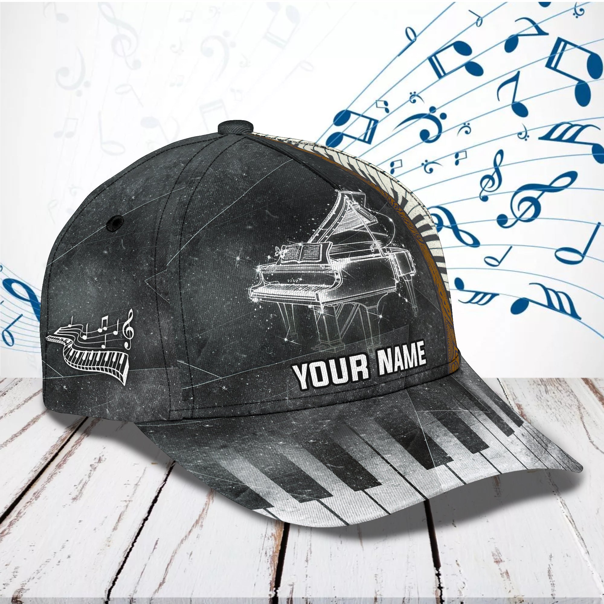 3D Classic Cap Piano Washed Personalized Name Cap 43 Trucker Hats Custom Hats Gifts For Men & Women