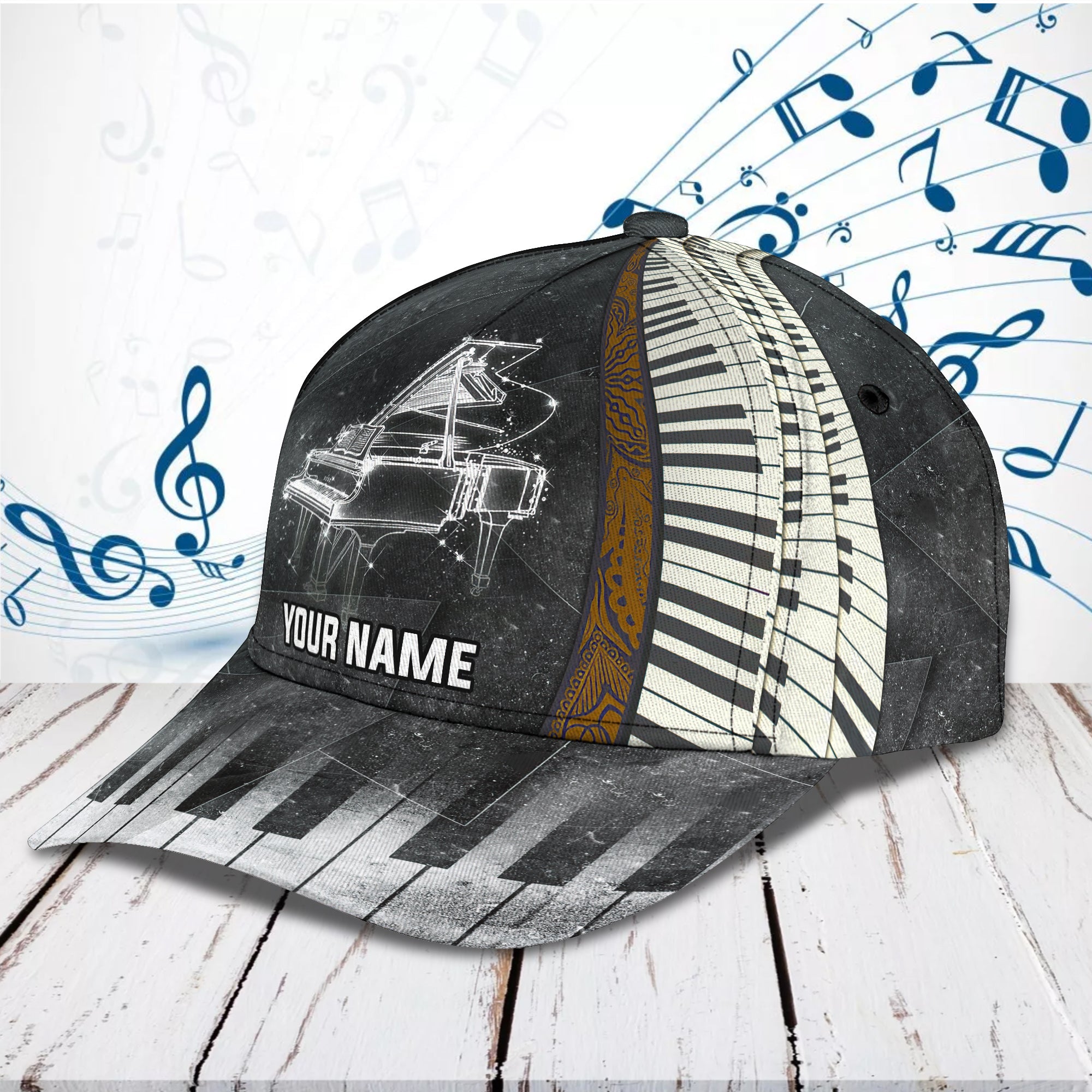 3D Classic Cap Piano Washed Personalized Name Cap 43 Trucker Hats Custom Hats Gifts For Men & Women