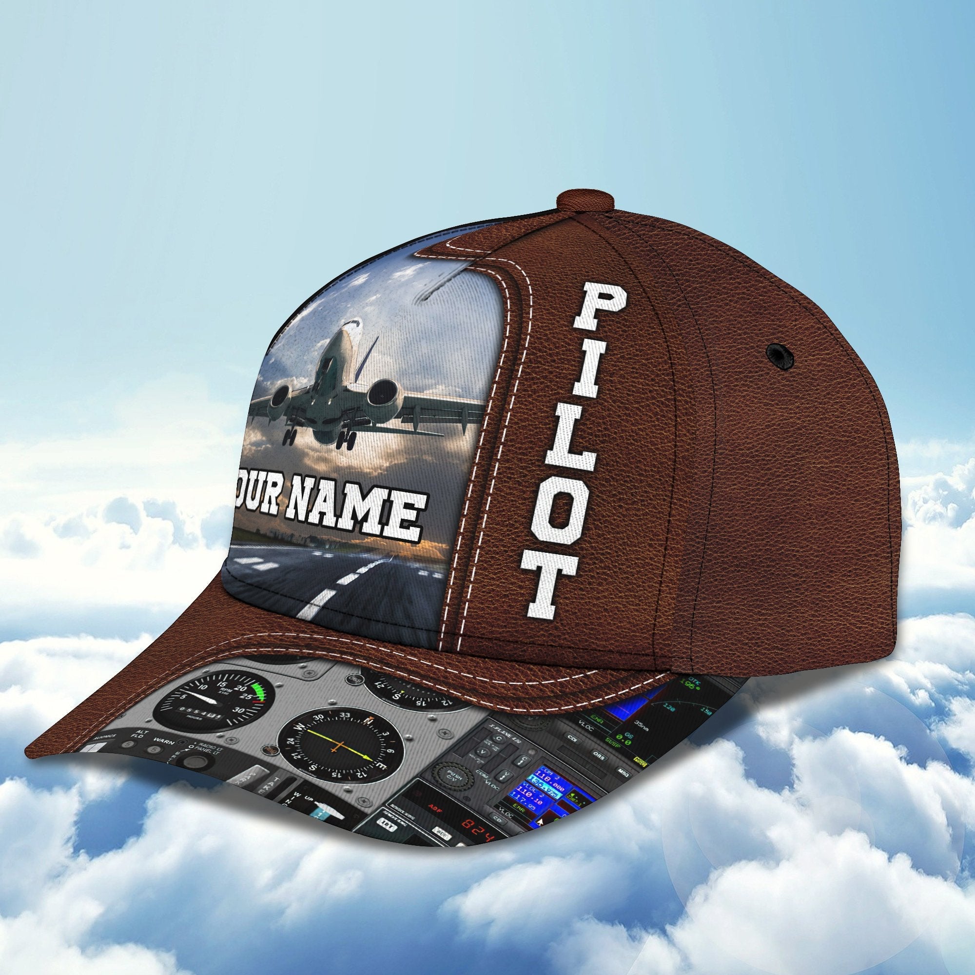 3D Classic Cap Pilot 01Personalized Name Cap Trucker Hats Custom Hats Gifts For Men & Women