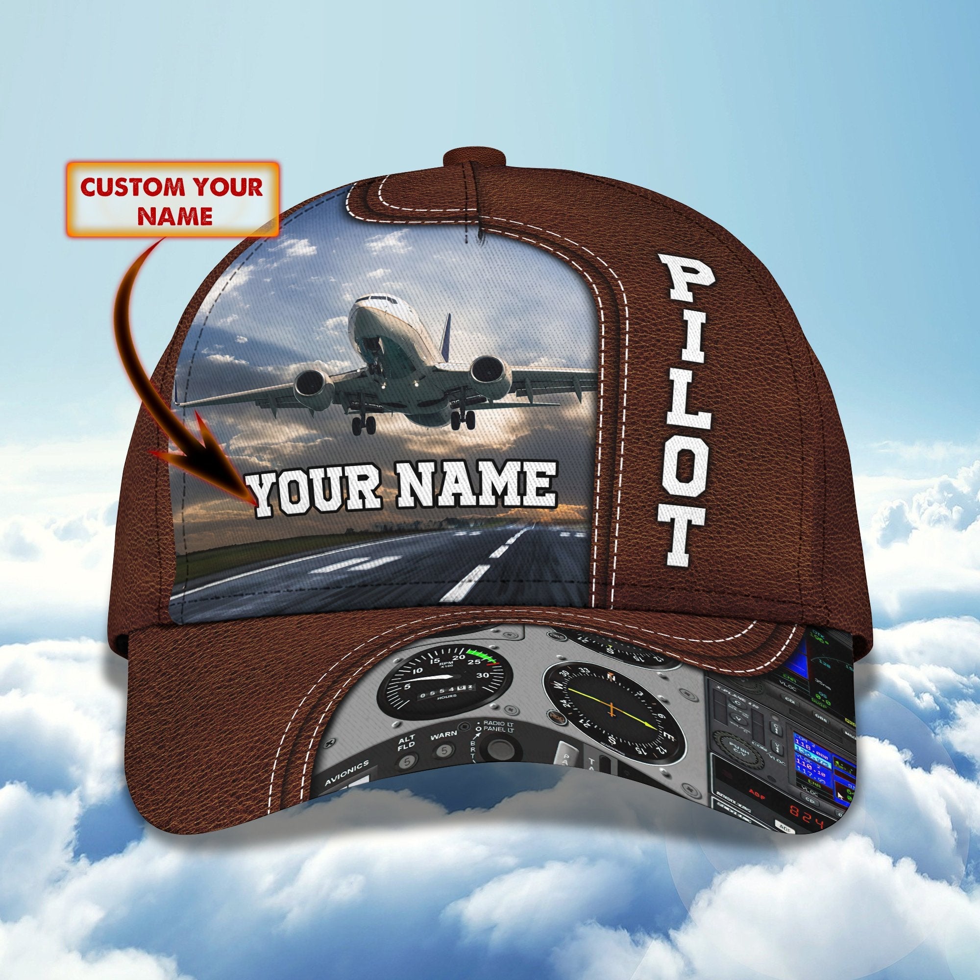 3D Classic Cap Pilot 01Personalized Name Cap Trucker Hats Custom Hats Gifts For Men & Women