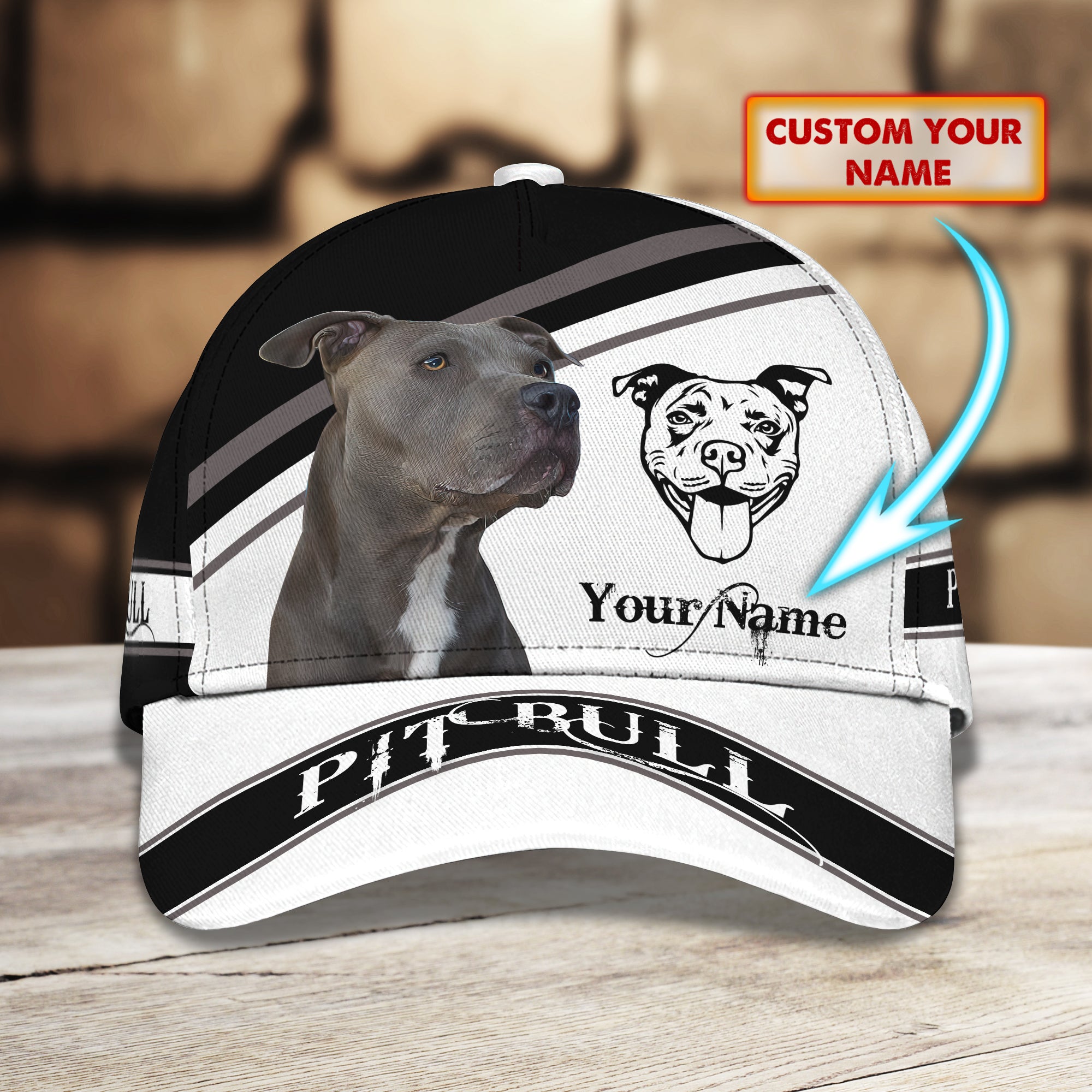 3D Classic Cap Pitbull Personalized Name Cap 01 Trucker Hats Custom Hats Gifts For Men & Women