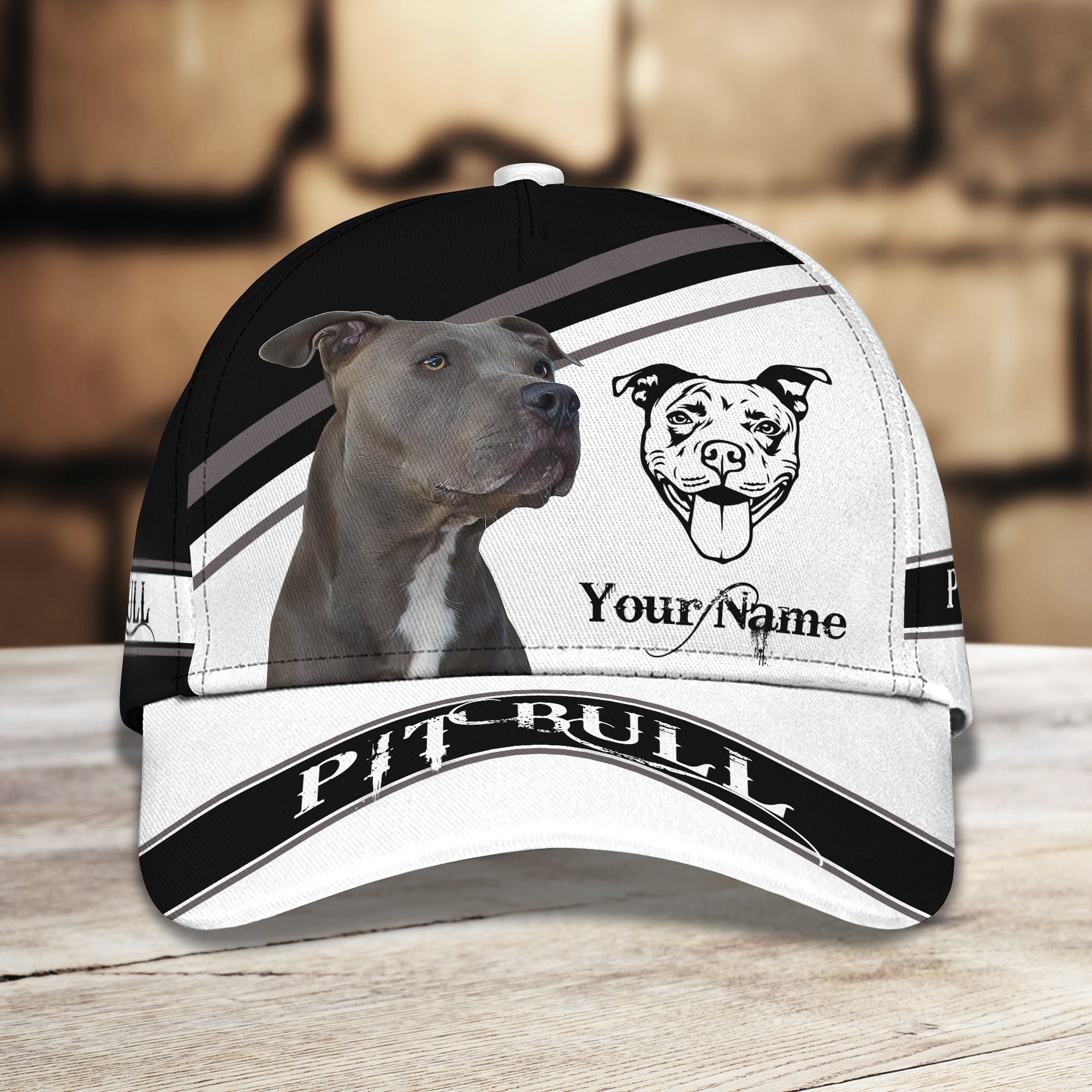 3D Classic Cap Pitbull Personalized Name Cap 01 Trucker Hats Custom Hats Gifts For Men & Women