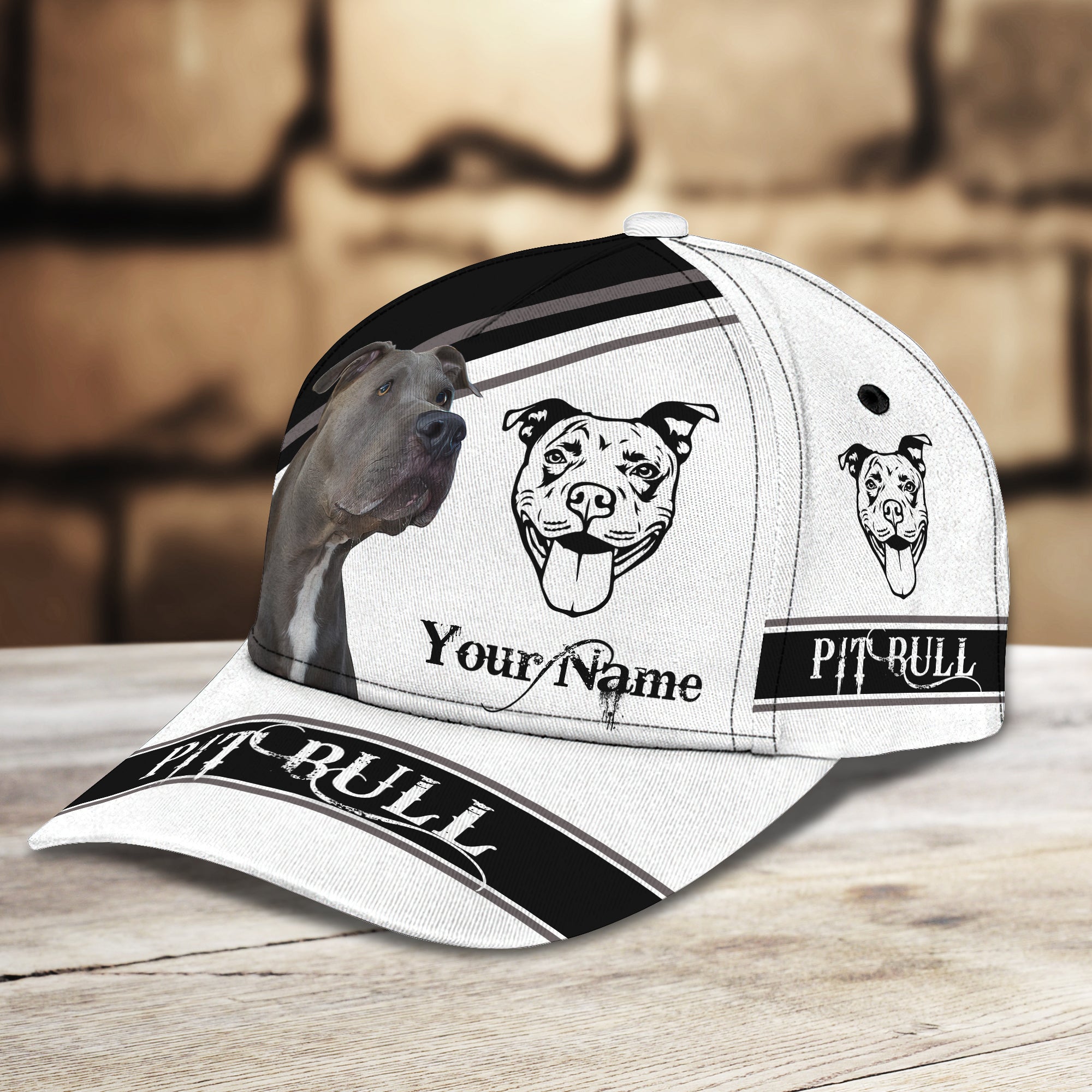 3D Classic Cap Pitbull Personalized Name Cap 01 Trucker Hats Custom Hats Gifts For Men & Women