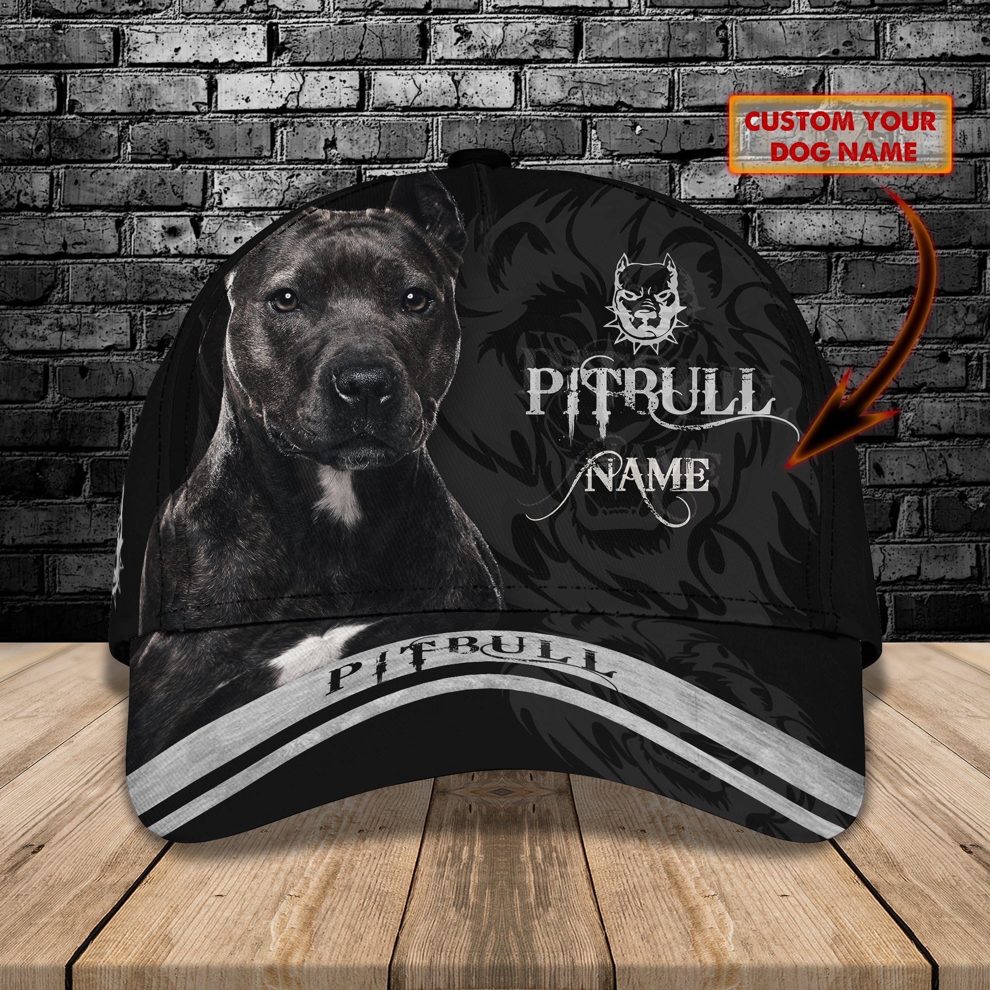 3D Classic Cap Pitbull Personalized Name Cap 55 Trucker Hats Custom Hats Gifts For Men & Women
