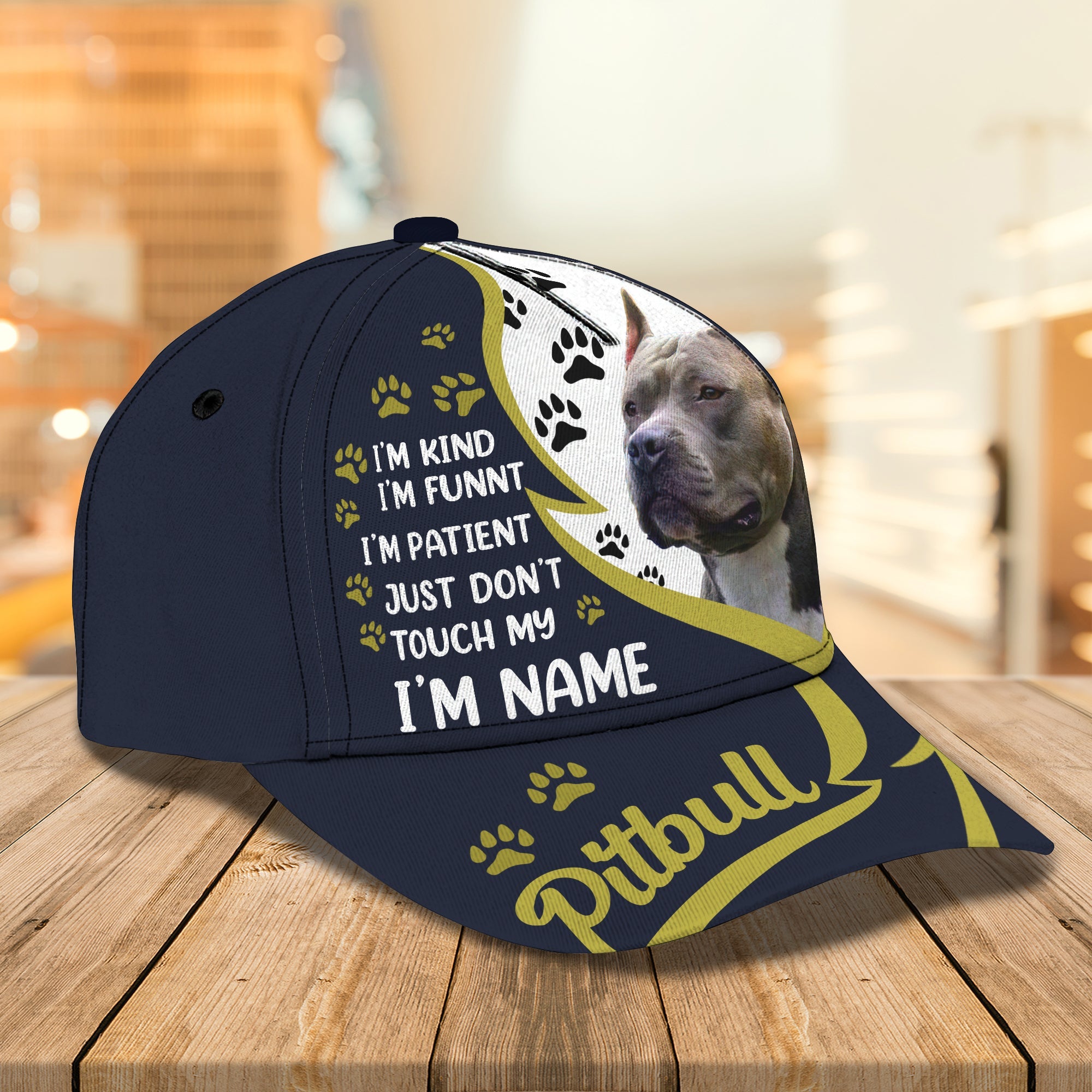 3D Classic Cap Pitbull Personalized Name Cap Trucker Hats Custom Hats Gifts For Men & Women