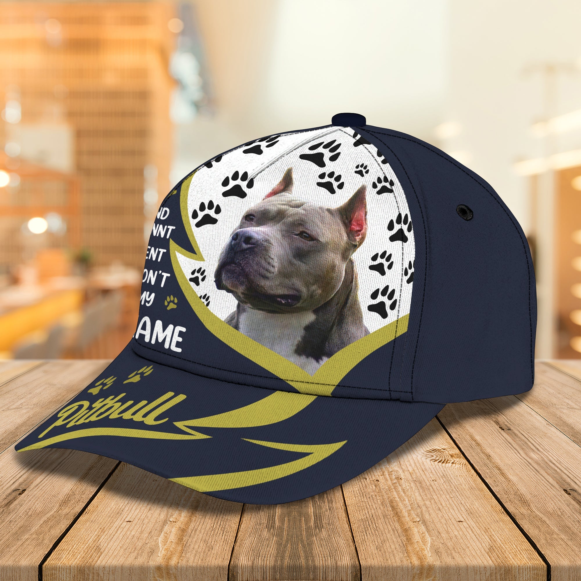 3D Classic Cap Pitbull Personalized Name Cap Trucker Hats Custom Hats Gifts For Men & Women