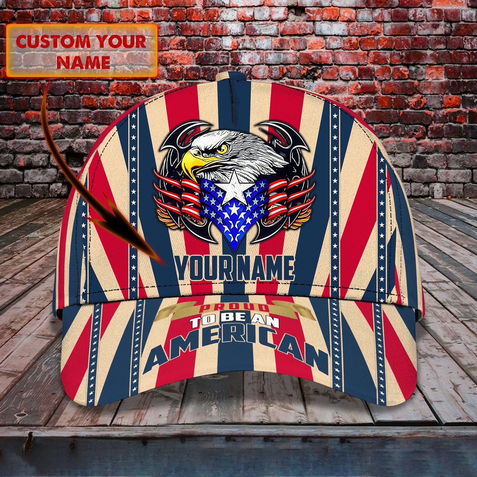 3D Classic Cap Pround To Be An American Personalized Name Cap Trucker Hats Custom Hats Gifts For Men & Women