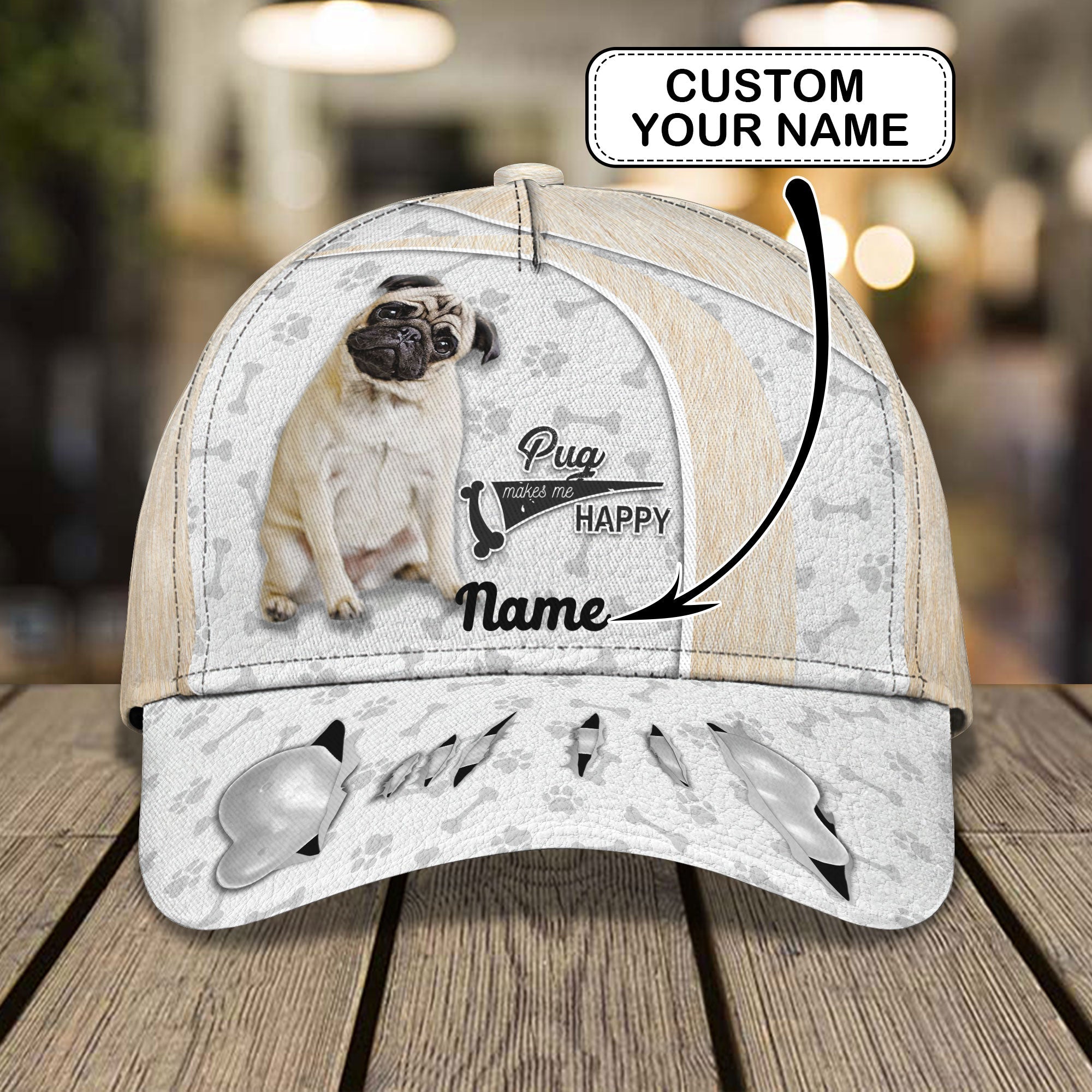 3D Classic Cap Pug Personalize Name Cap 321 Trucker Hats Custom Hats Gifts For Men & Women