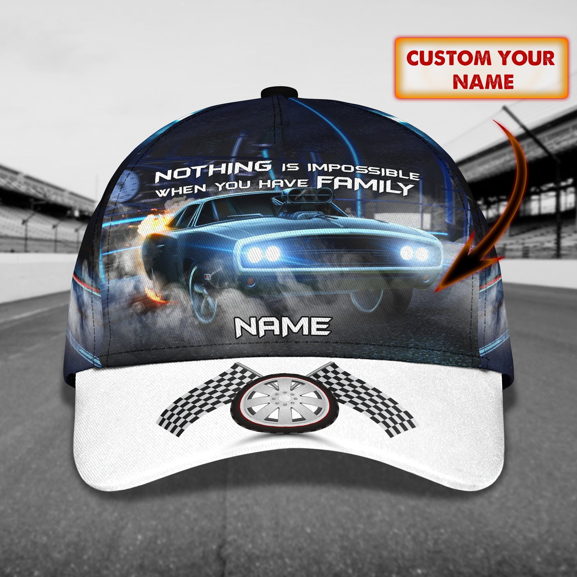 3D Classic Cap Racing Family Personalized Name Cap 396 Trucker Hats Custom Hats Gifts For Men & Women