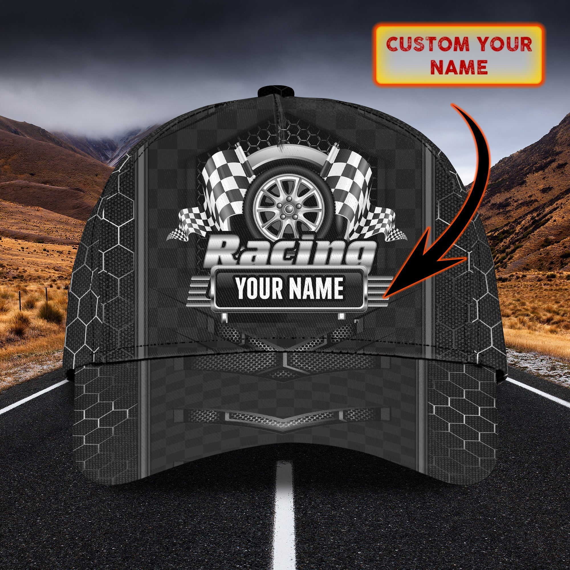 3D Classic Cap Racing Personalized Name Cap Trucker Hats Custom Hats Gifts For Men & Women