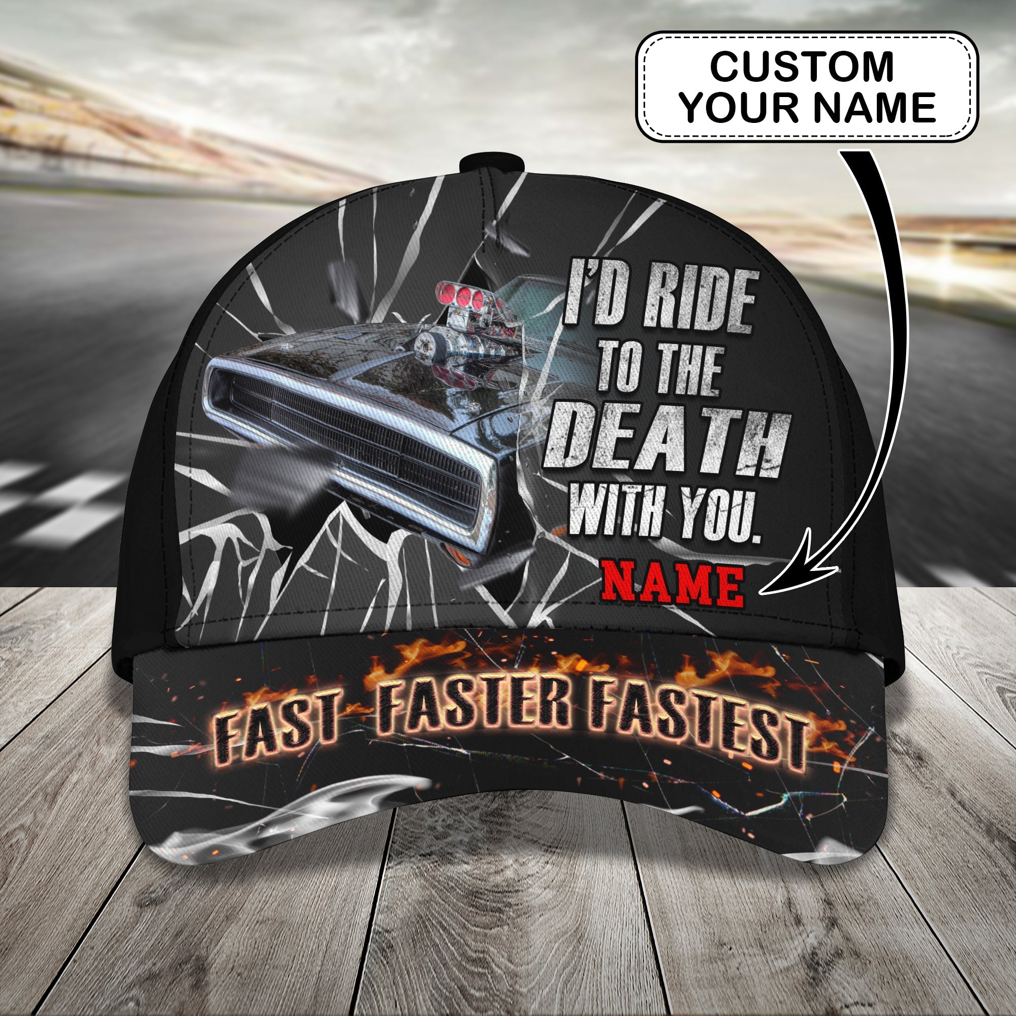 3D Classic Cap Racing Till The Death Personalized Name Cap 397 Trucker Hats Custom Hats Gifts For Men & Women