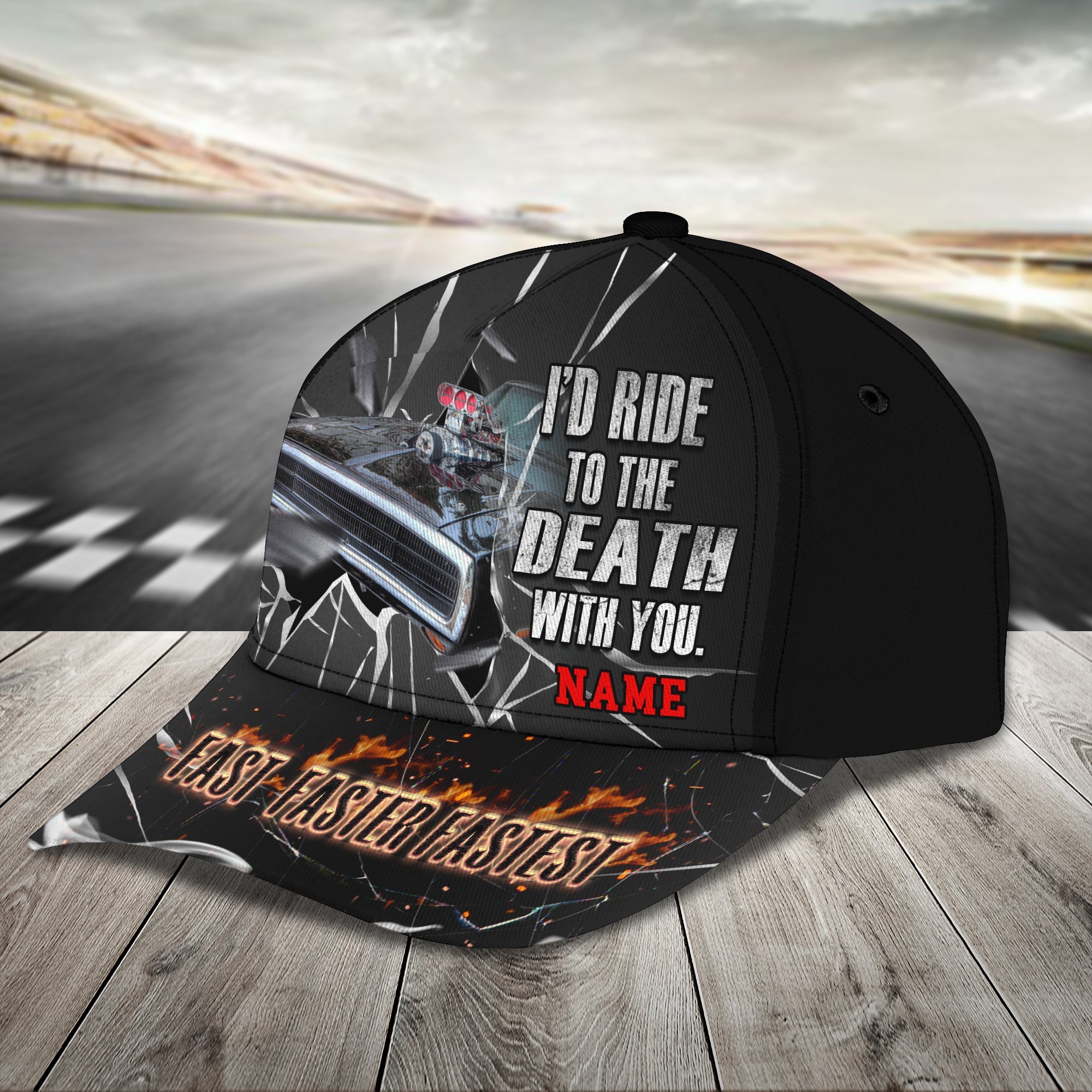 3D Classic Cap Racing Till The Death Personalized Name Cap 397 Trucker Hats Custom Hats Gifts For Men & Women