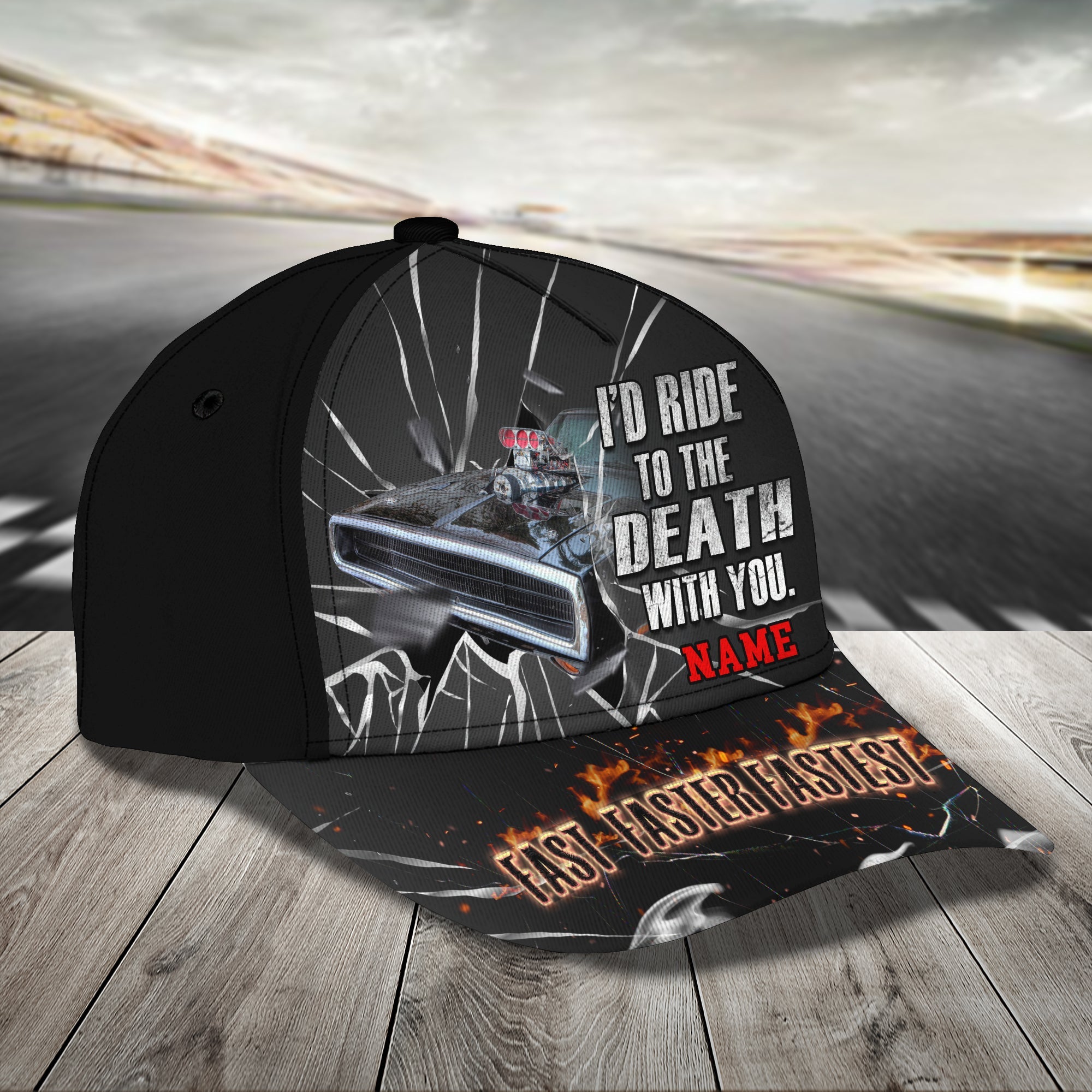 3D Classic Cap Racing Till The Death Personalized Name Cap 397 Trucker Hats Custom Hats Gifts For Men & Women