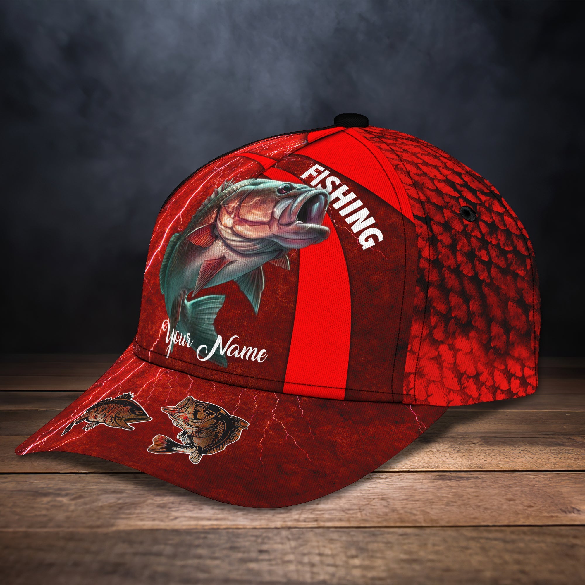 3D Classic Cap Red Snapperpersonalize Name Cap Trucker Hats Custom Hats Gifts For Men & Women