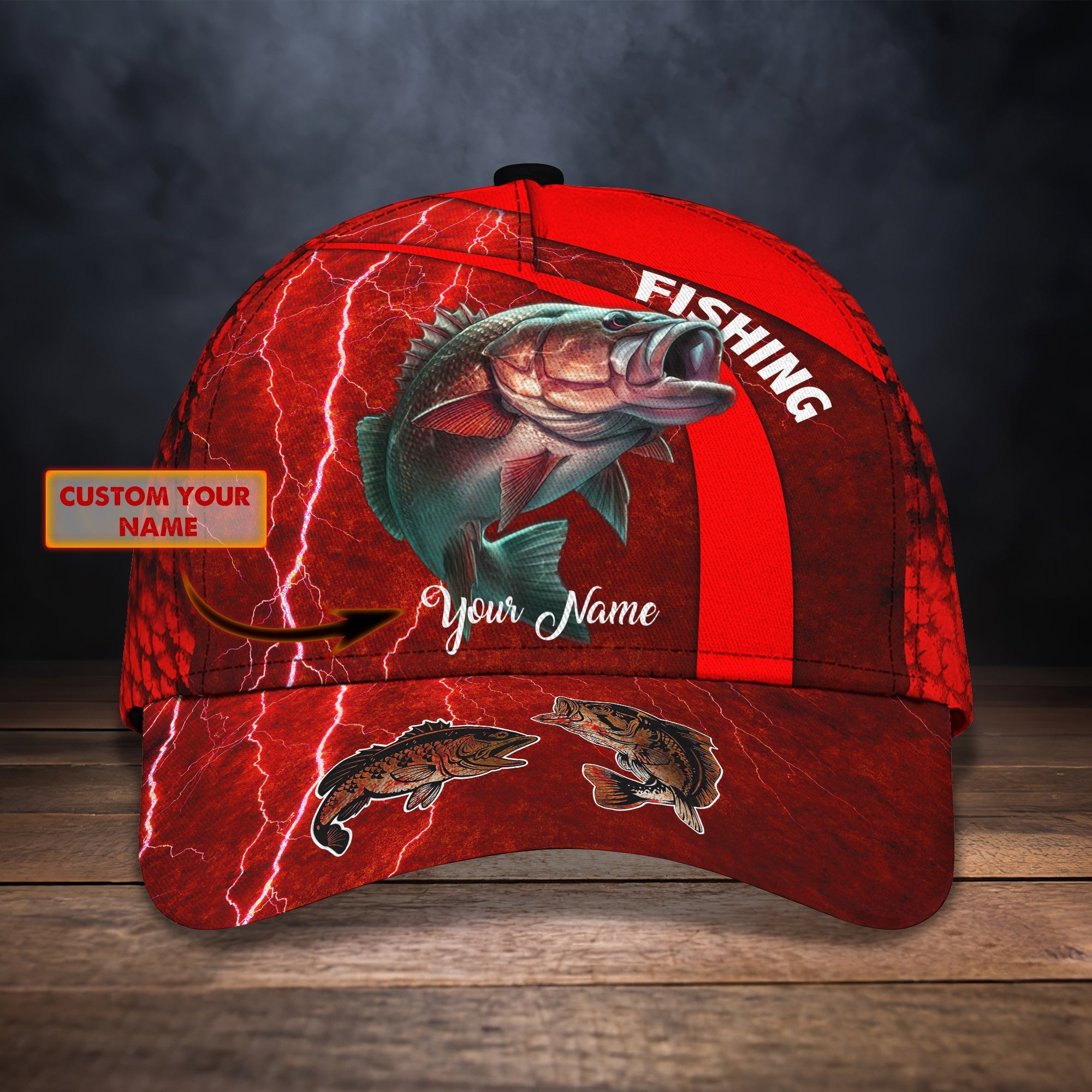 3D Classic Cap Red Snapperpersonalize Name Cap Trucker Hats Custom Hats Gifts For Men & Women