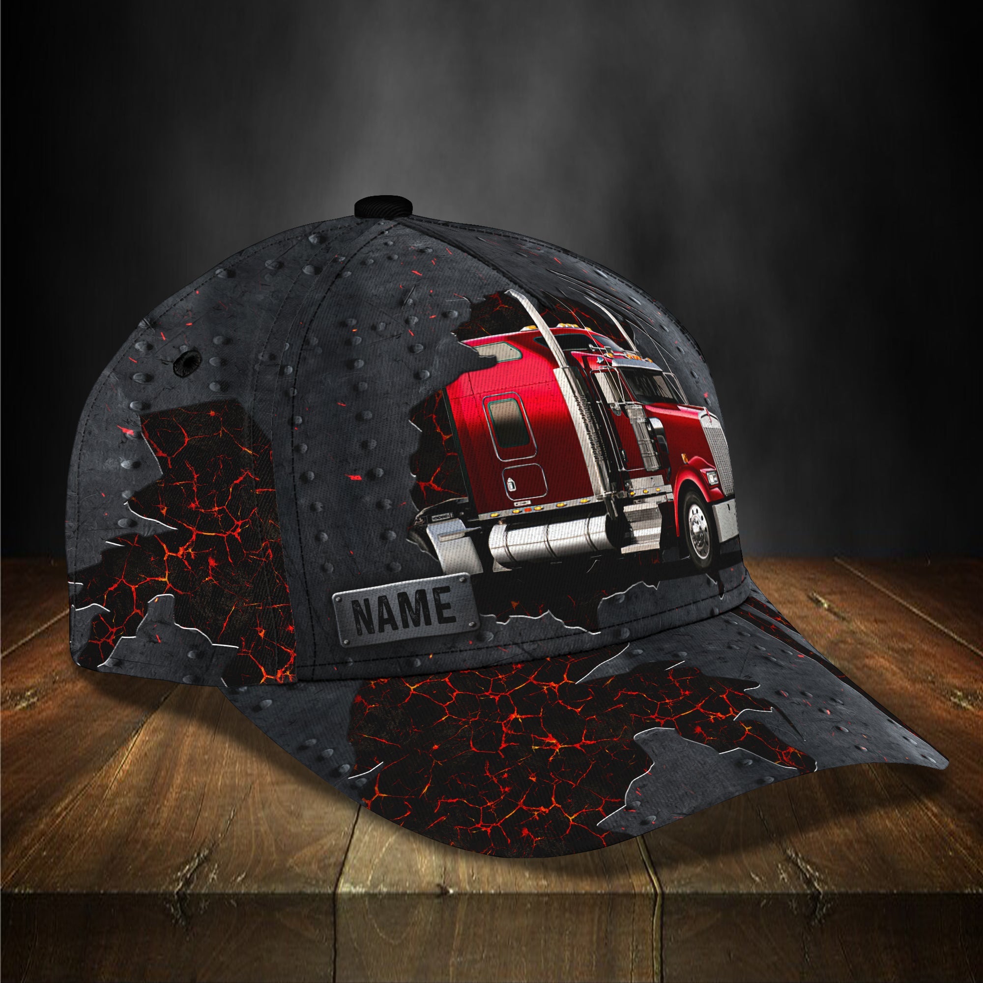 3D Classic Cap Red Truck Personalized Name Cap Trucker Hats Custom Hats Gifts For Men & Women