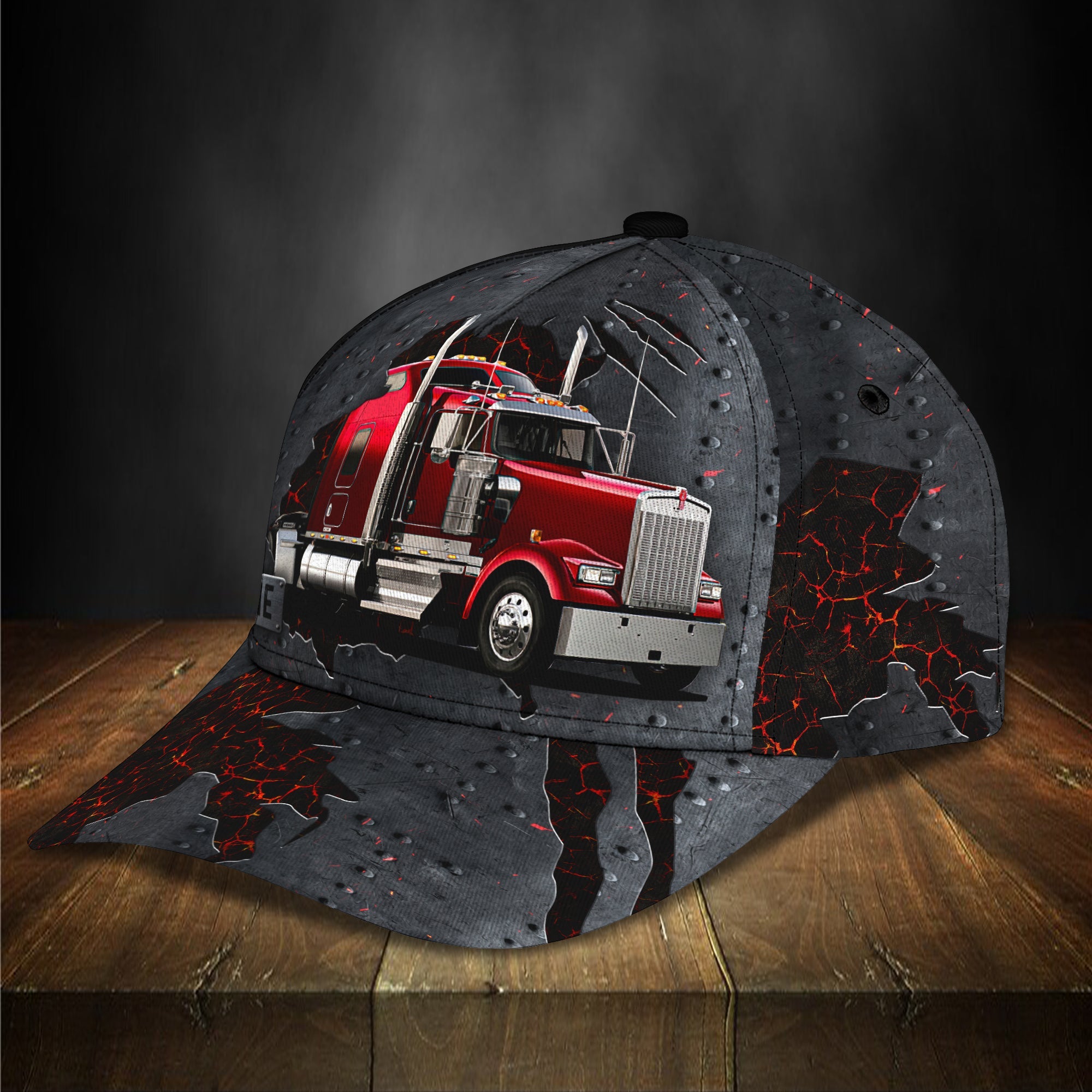 3D Classic Cap Red Truck Personalized Name Cap Trucker Hats Custom Hats Gifts For Men & Women