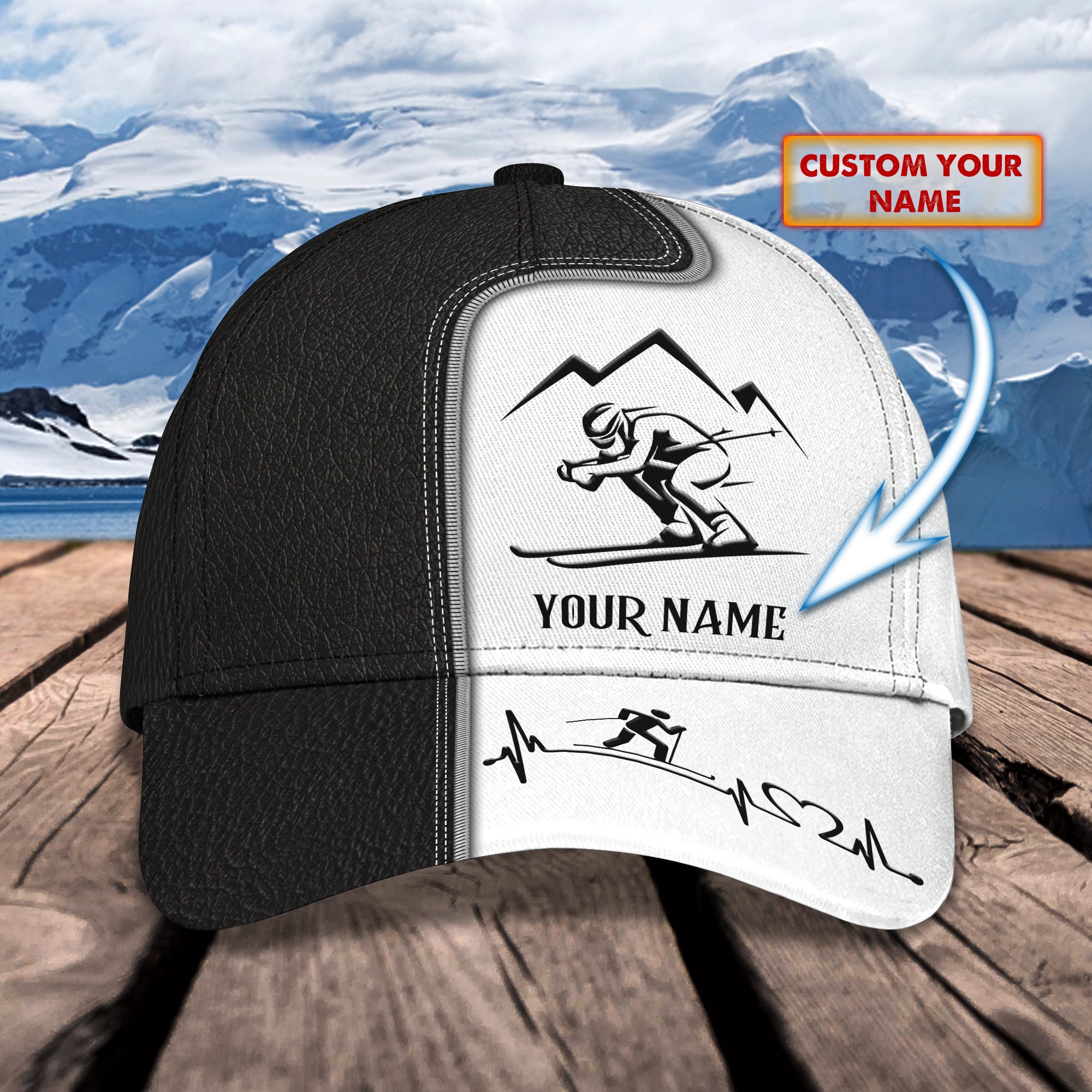 3D Classic Cap Skiing Personalized Name Cap Trucker Hats Custom Hats Gifts For Men & Women
