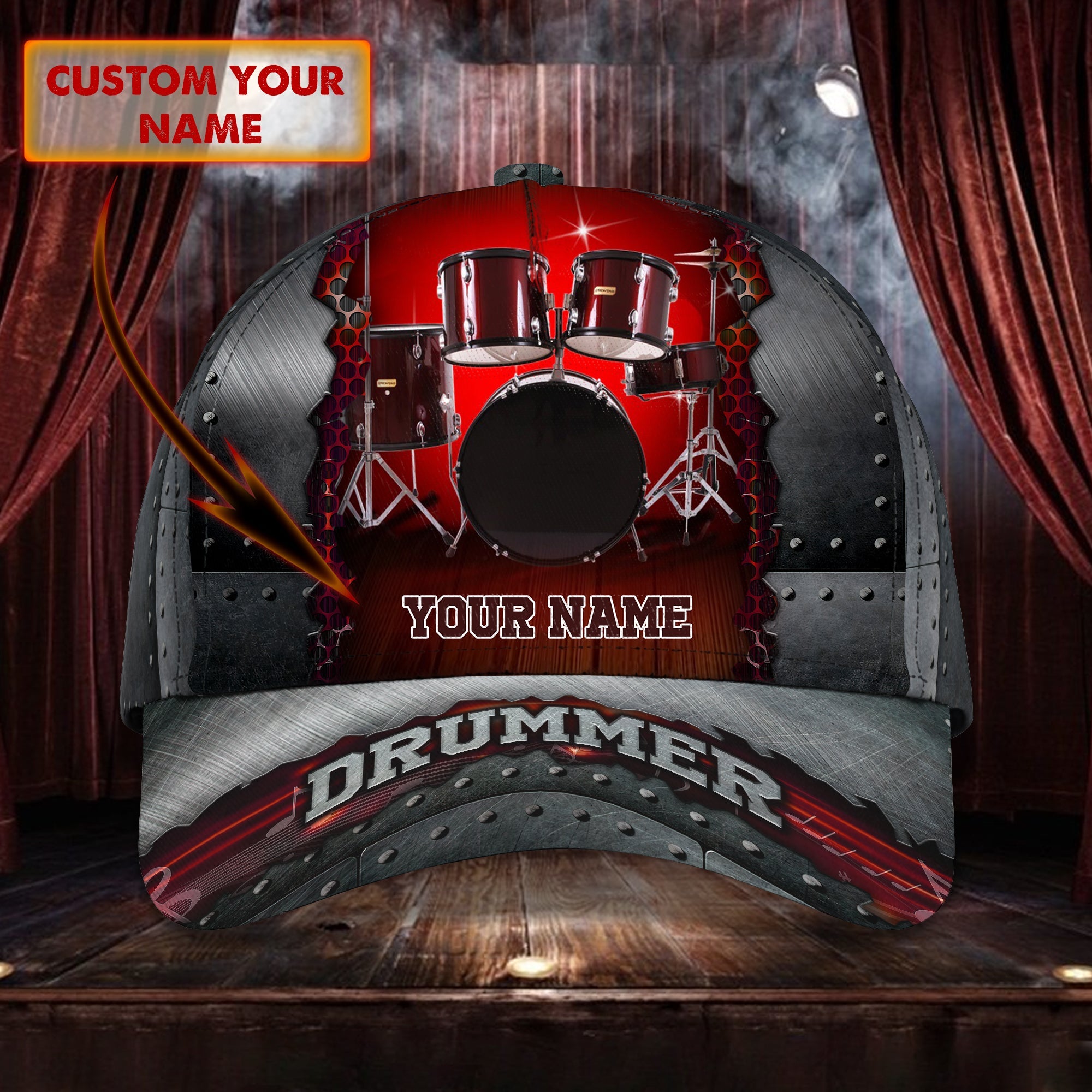 3D Classic Cap Tad Personalized Name Cap Drum06 Trucker Hats Custom Hats Gifts For Men & Women