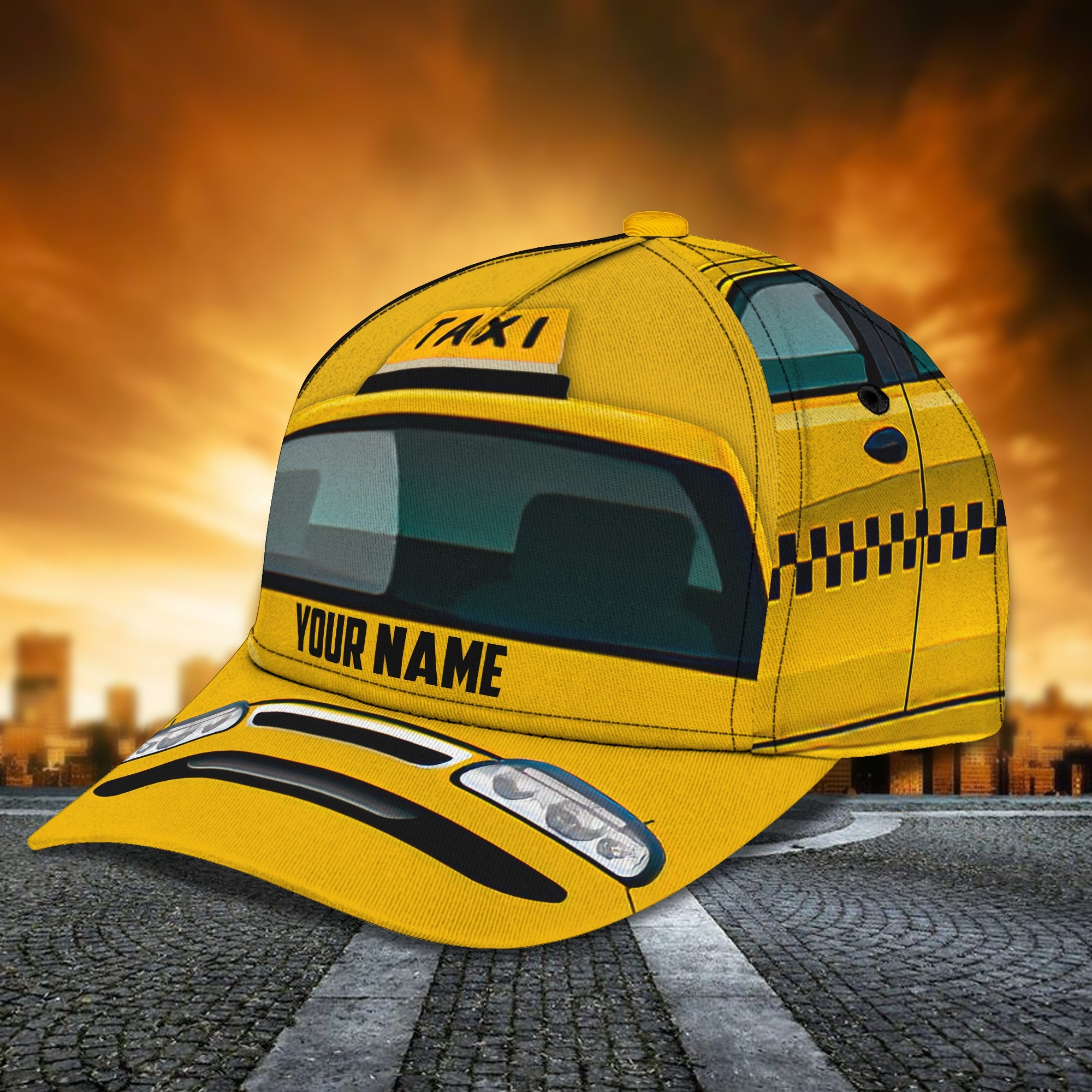 3D Classic Cap Taxi Personalized Name Cap 156 Trucker Hats Custom Hats Gifts For Men & Women