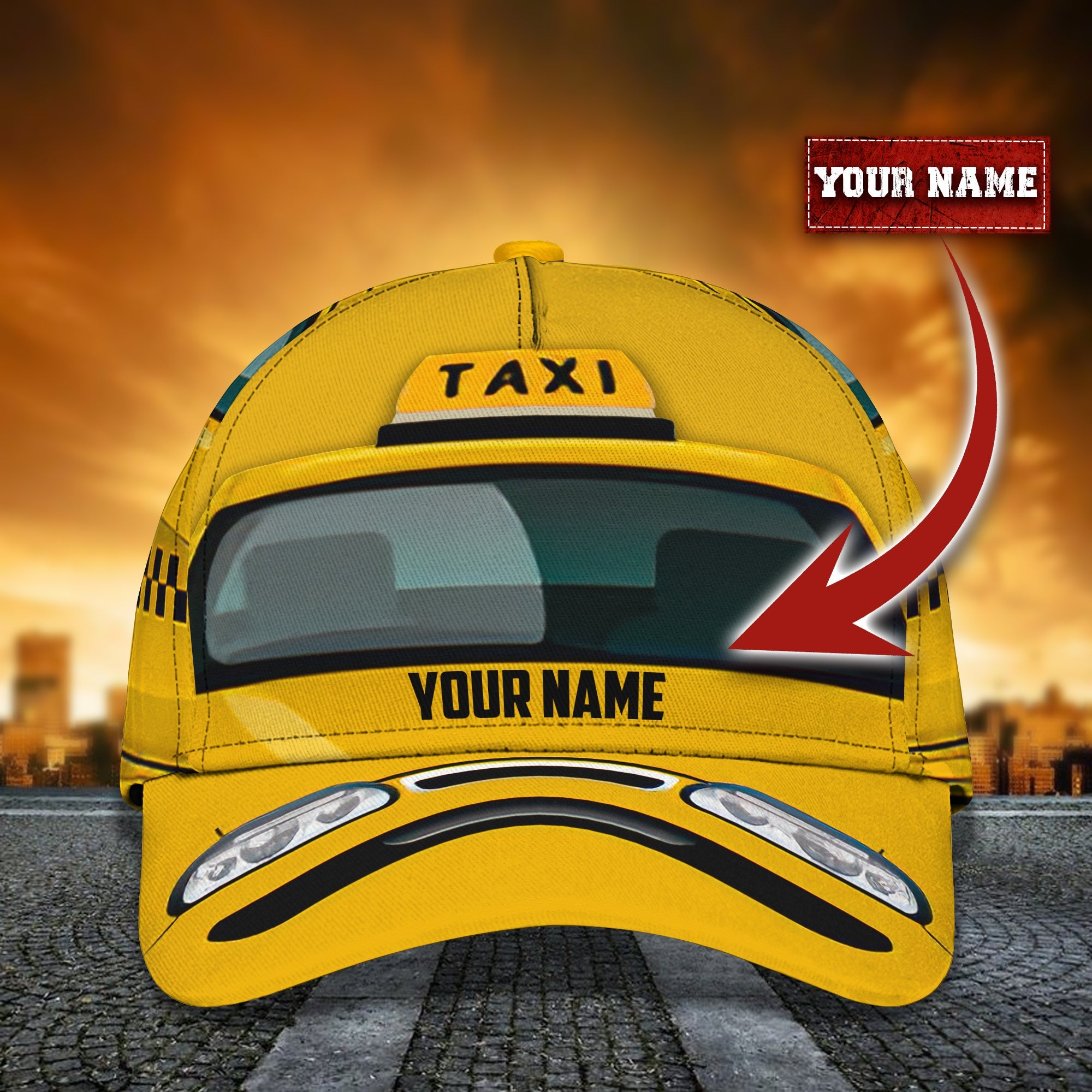 3D Classic Cap Taxi Personalized Name Cap 156 Trucker Hats Custom Hats Gifts For Men & Women