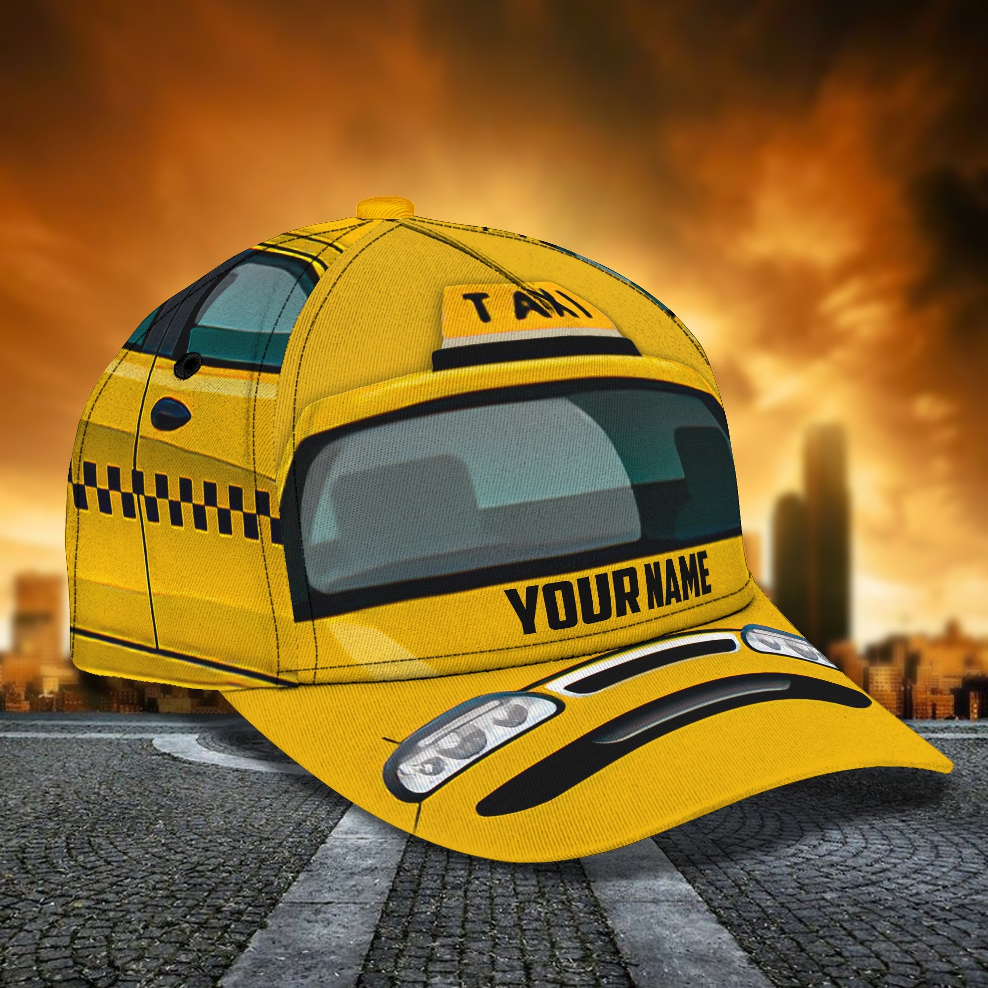 3D Classic Cap Taxi Personalized Name Cap 156 Trucker Hats Custom Hats Gifts For Men & Women