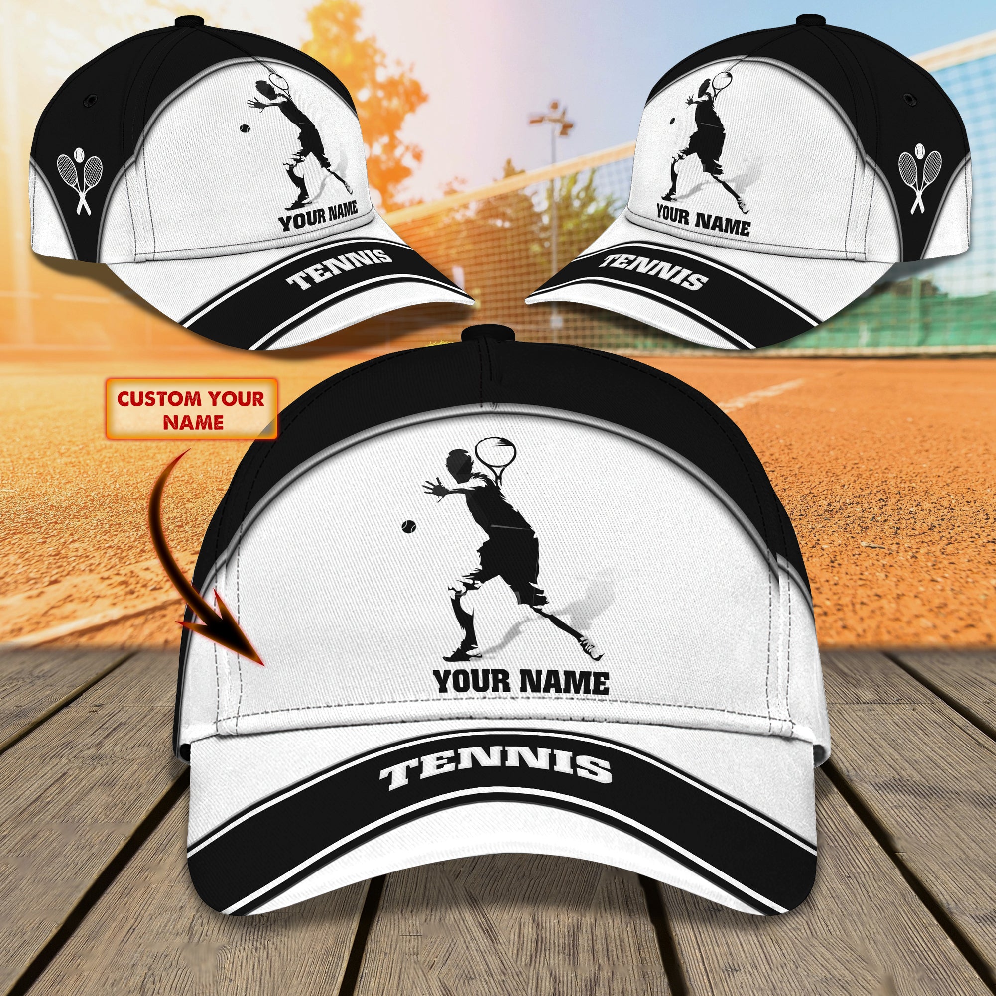 3D Classic Cap Tennis Personalized Name Cap Trucker Hats Custom Hats Gifts For Men & Women