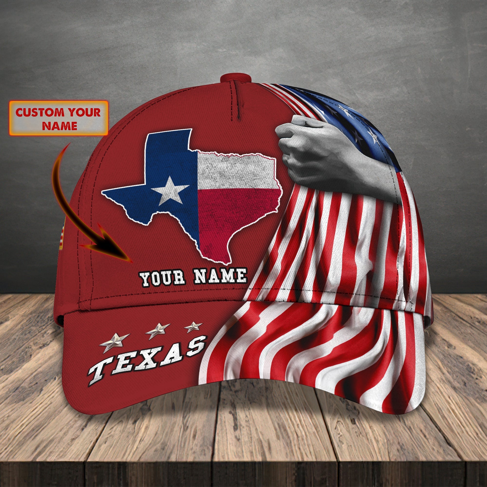 3D Classic Cap Texas 4 Personalized Name Cap 51 Trucker Hats Custom Hats Gifts For Men & Women