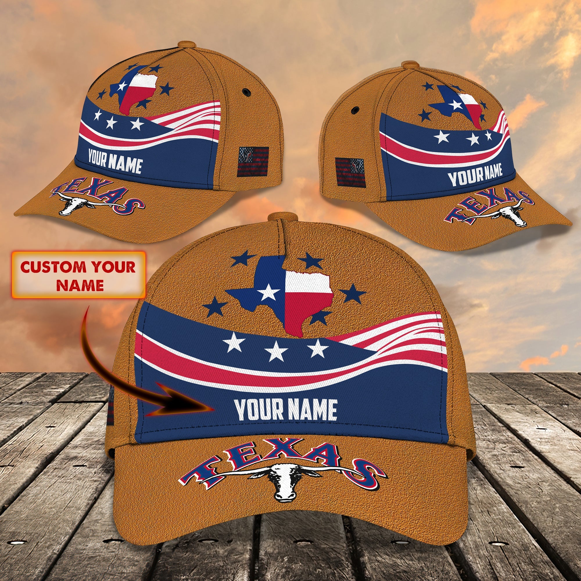 3D Classic Cap Texas Personalized Name Cap 03 Trucker Hats Custom Hats Gifts For Men & Women