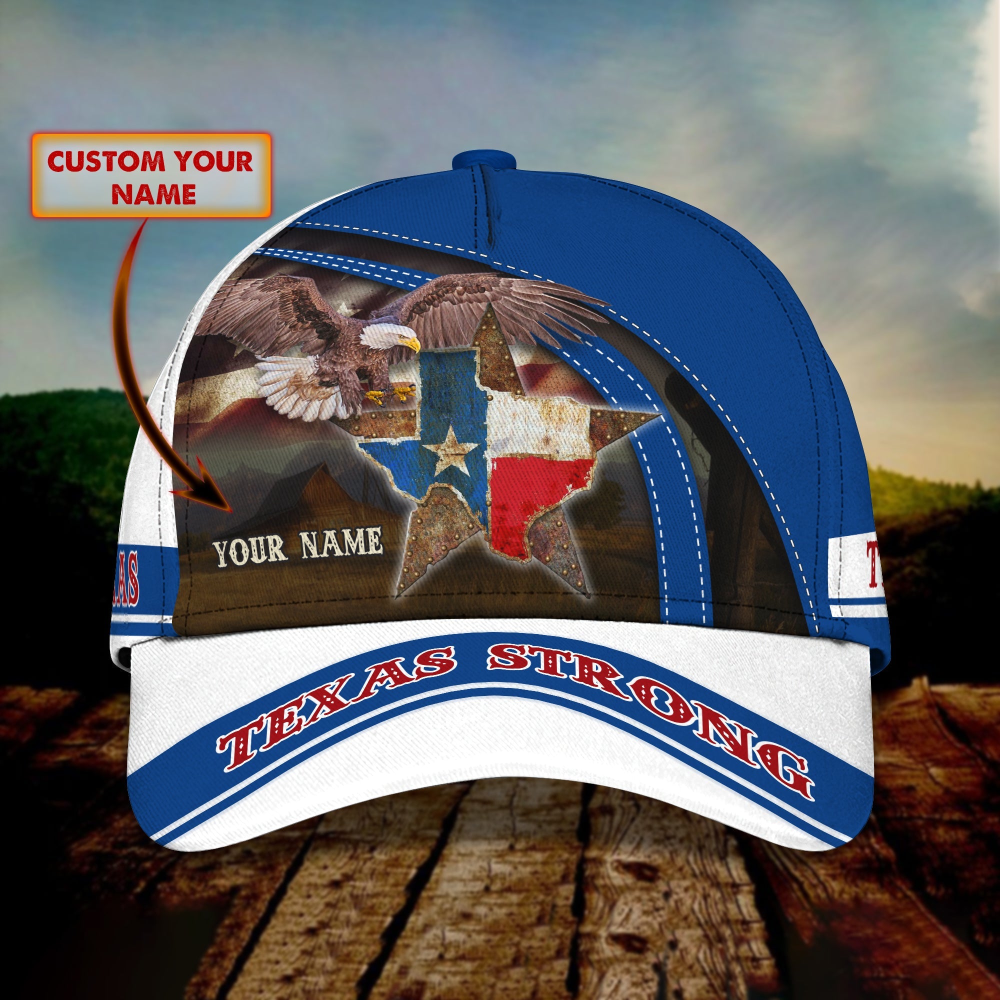3D Classic Cap Texas Strong Personalized Name Cap 886 Trucker Hats Custom Hats Gifts For Men & Women