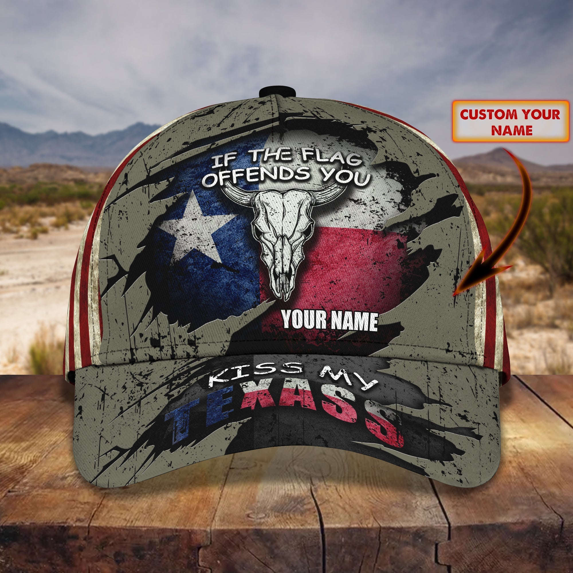3D Classic Cap Texas2 Personalized Name Cap Trucker Hats Custom Hats Gifts For Men & Women