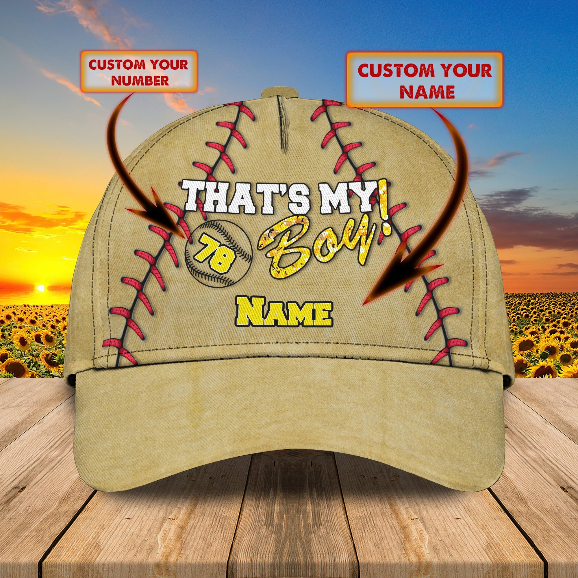 3D Classic Cap That's My Boy Baseball Personalized Name Cap Trucker Hats Custom Hats Gifts For Men & Women
